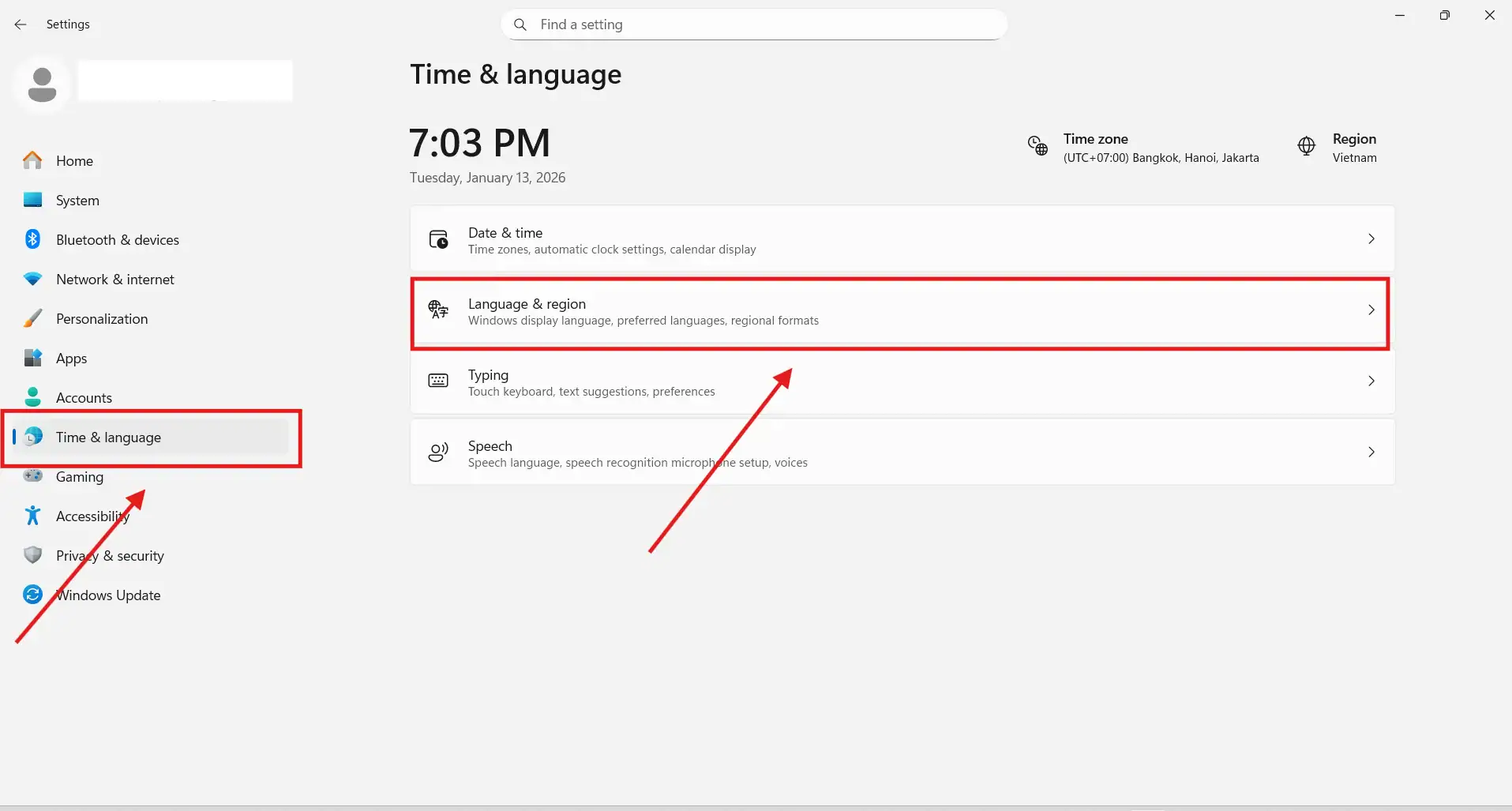 Thay đổi cài đặt ngôn ngữ