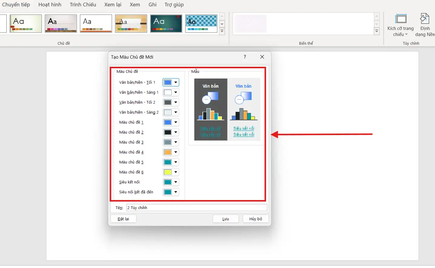 Cách thay đổi màu sắc trong trình chiếu PowerPoint nhanh và chuyên nghiệp 3 Thay đổi màu chủ đề