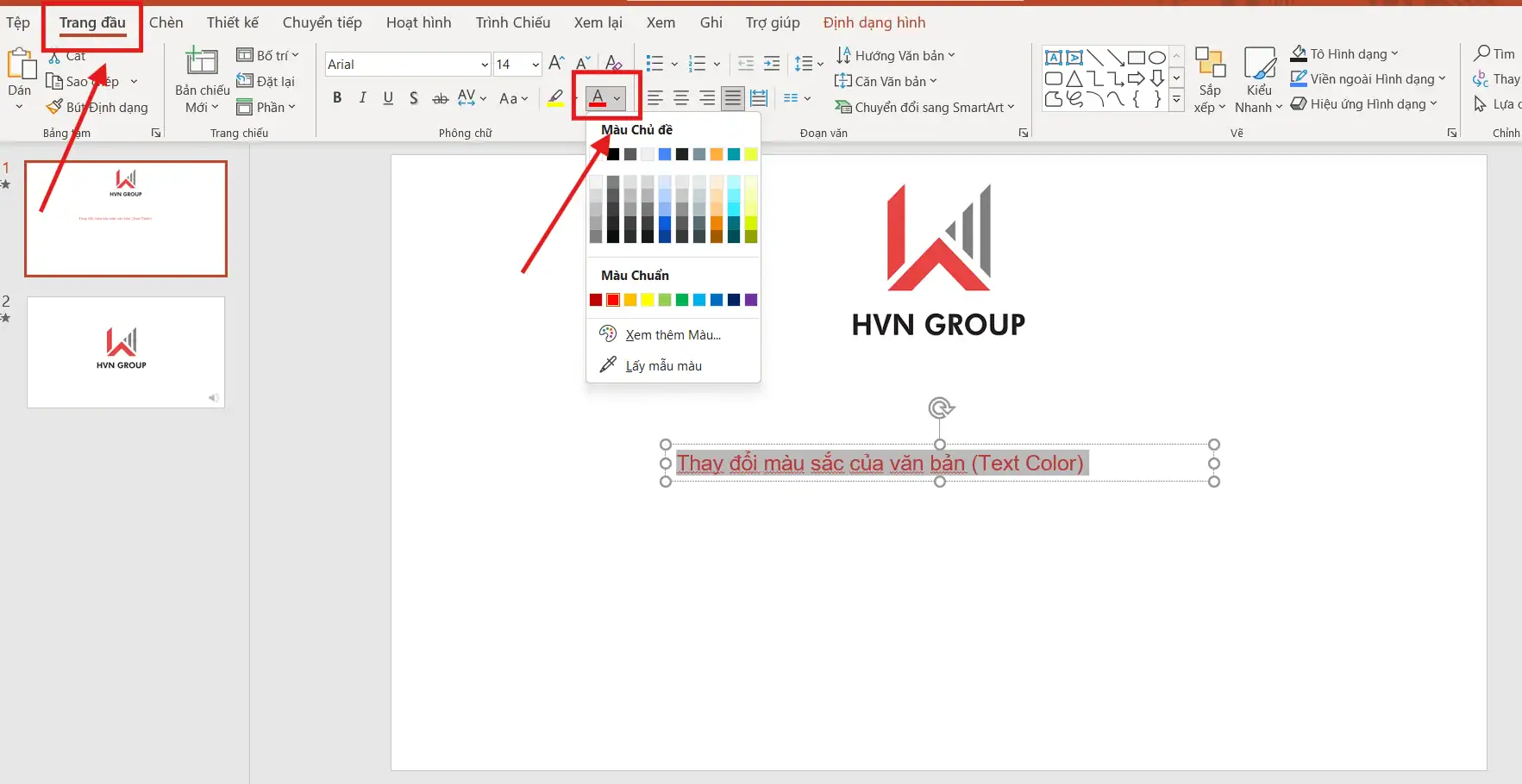 Cách thay đổi màu sắc trong trình chiếu PowerPoint nhanh và chuyên nghiệp 6 Thay đổi màu chữ