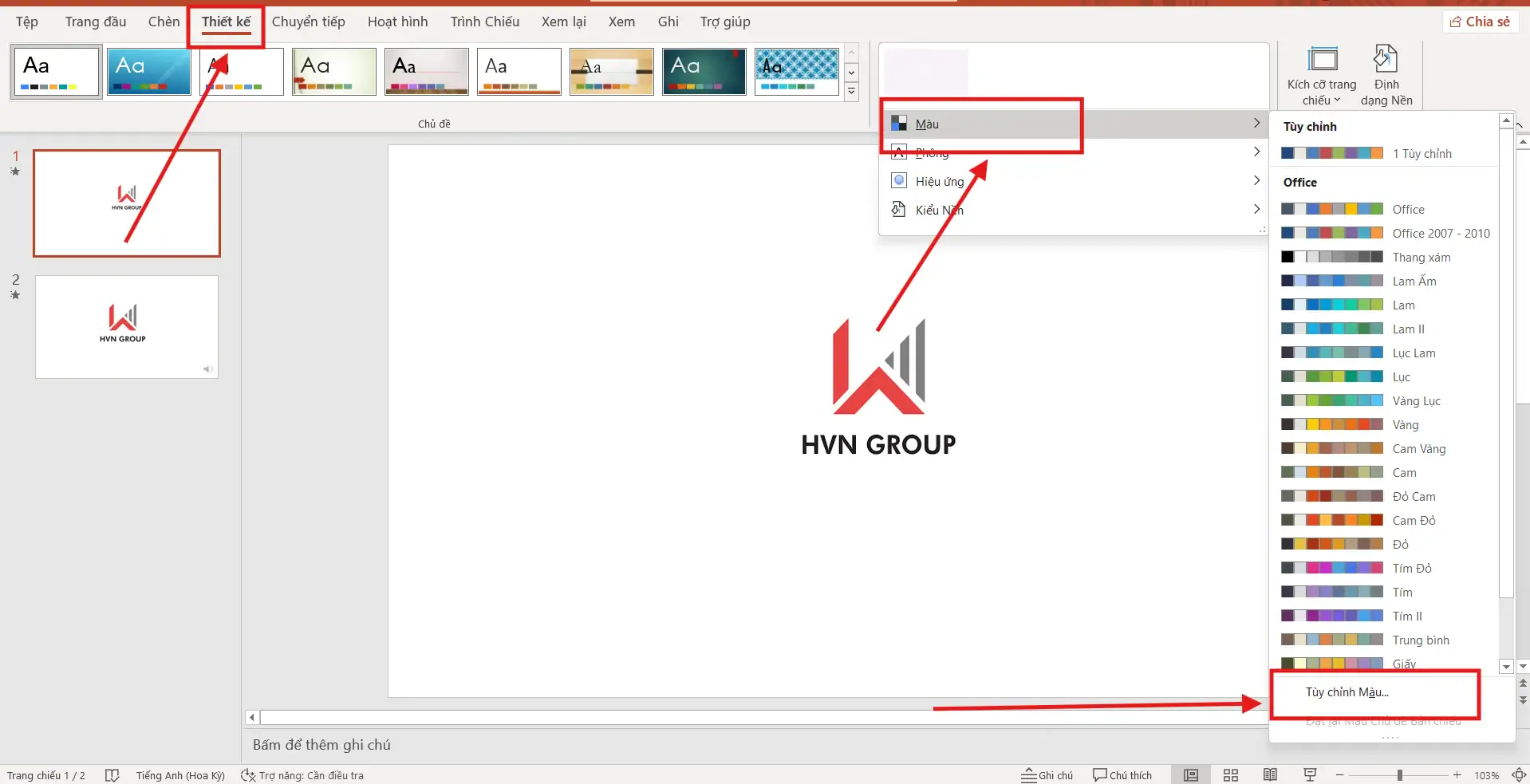 Cách thay đổi màu sắc trong trình chiếu PowerPoint nhanh và chuyên nghiệp 1 Thay đổi màu sắc trong trình chiếu PowerPoint