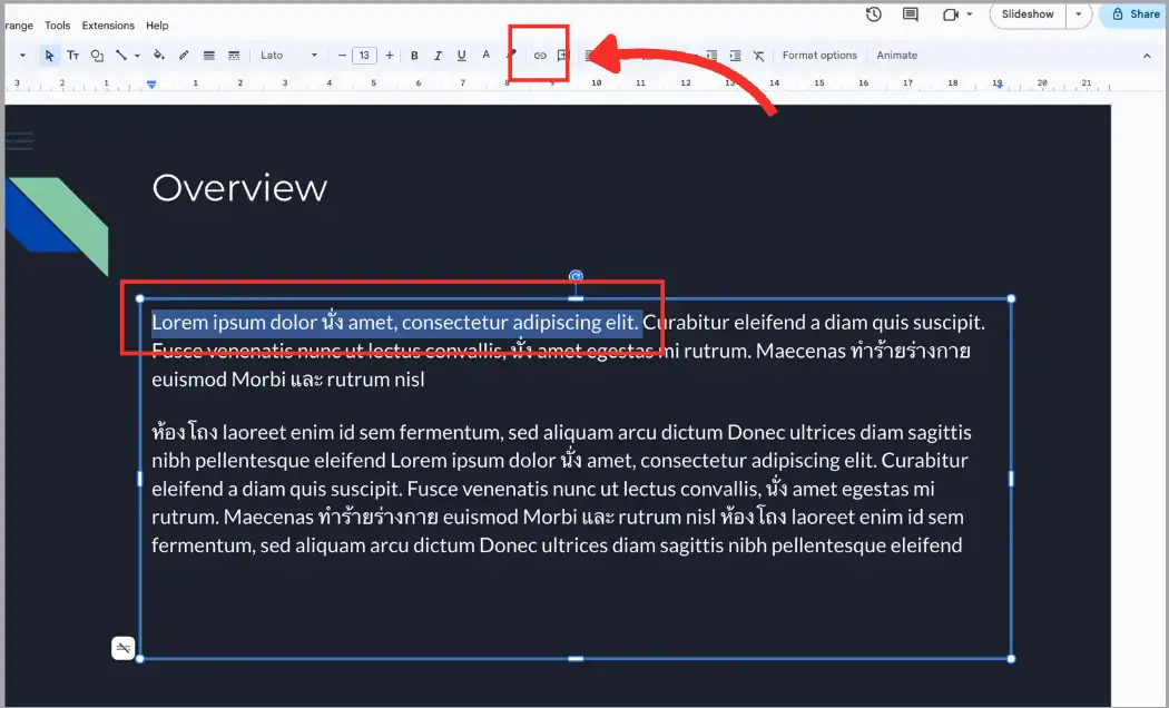 Cách thêm link dẫn ở Google Slides đơn giản, nhanh chóng cho người mới 3 Cách thêm link dẫn ở Google Slides cho văn bản