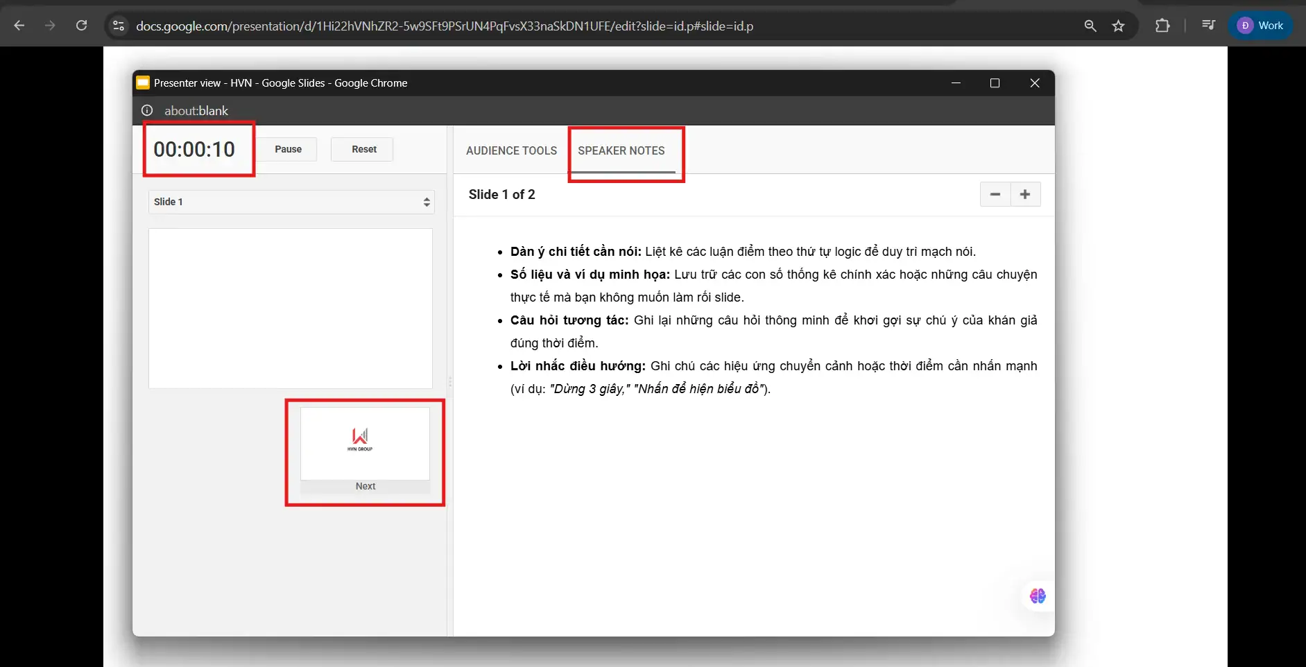 02 Cách thêm ghi chú cho người thuyết trình trong Google Slides 10 Ghi chú trên Google Slides