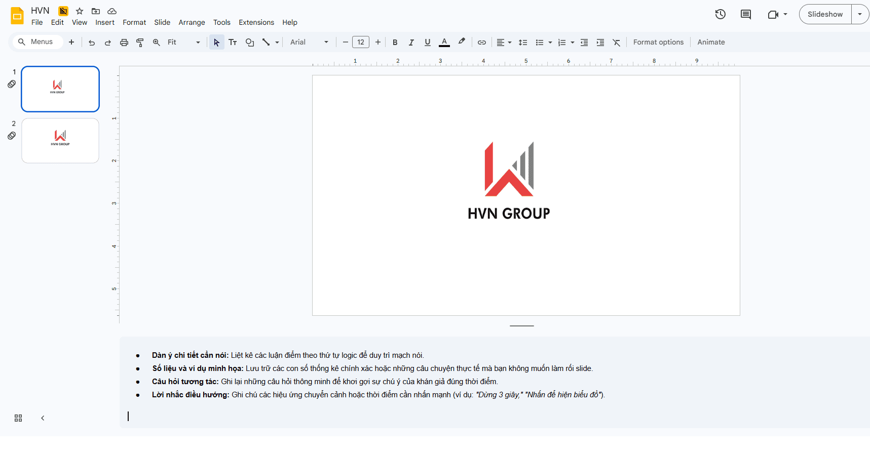 02 Cách thêm ghi chú cho người thuyết trình trong Google Slides 7 Ghi chú trong Google Slides