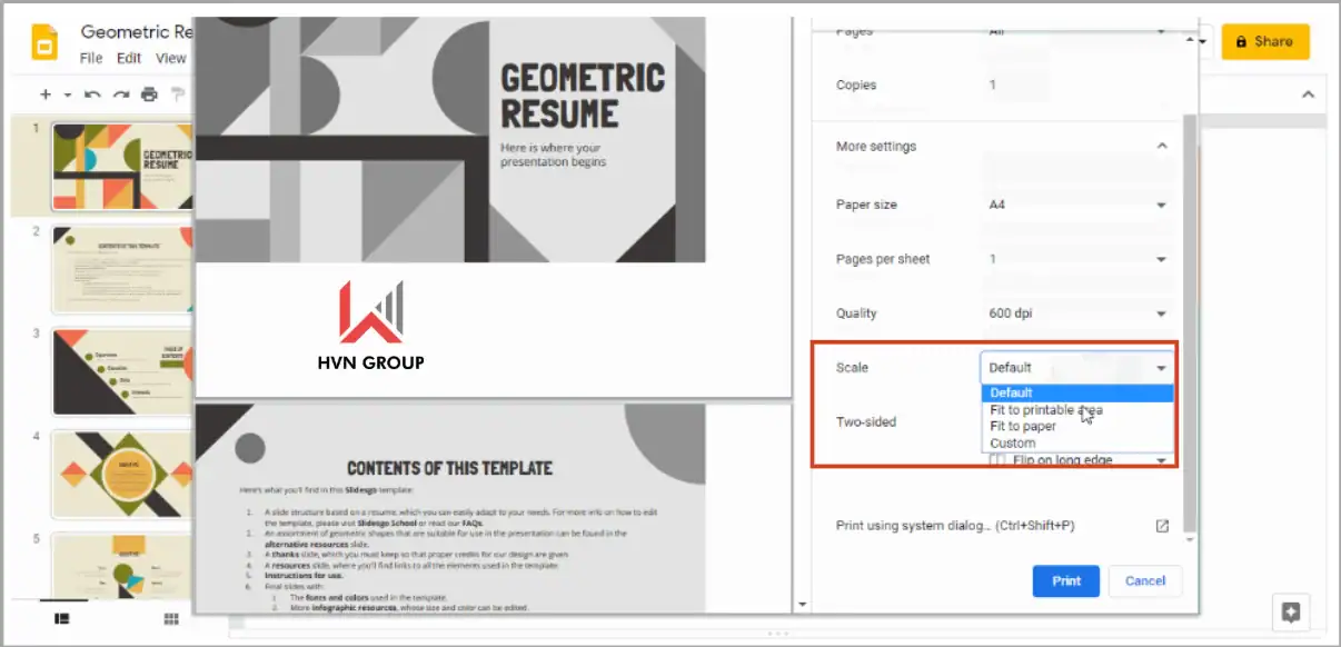 Hướng dẫn cách in bài trình chiếu ở Google Slides