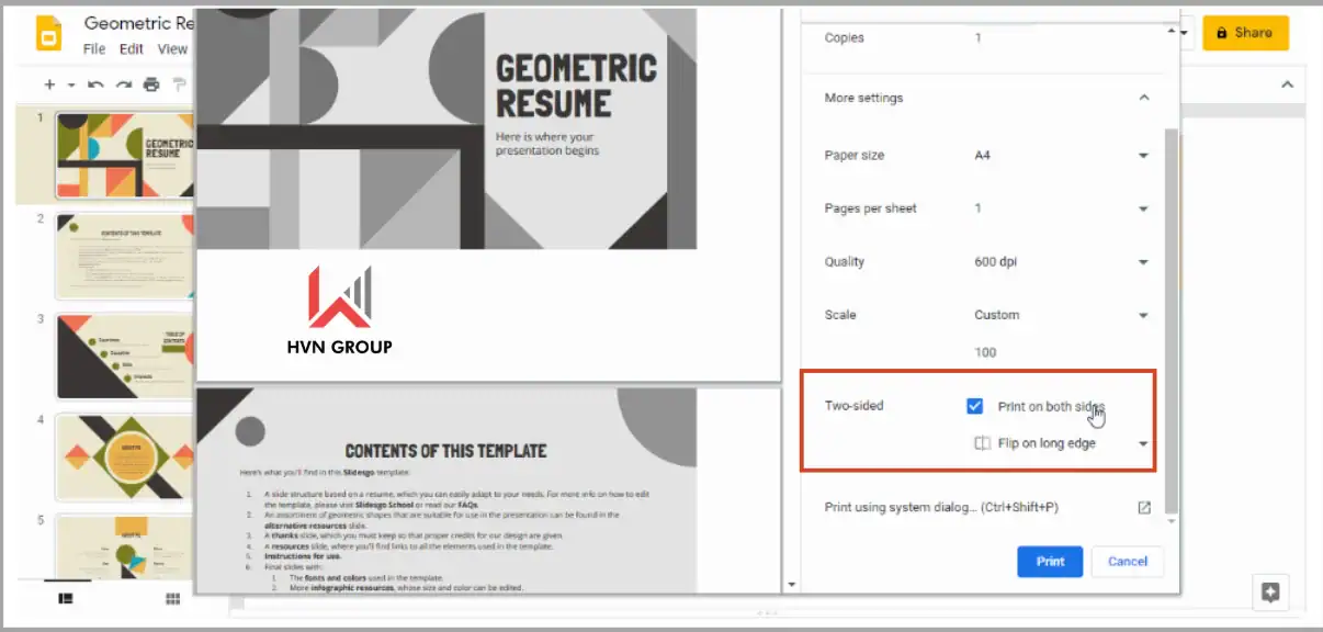 Hướng dẫn cách in bài trình chiếu ở Google Slides