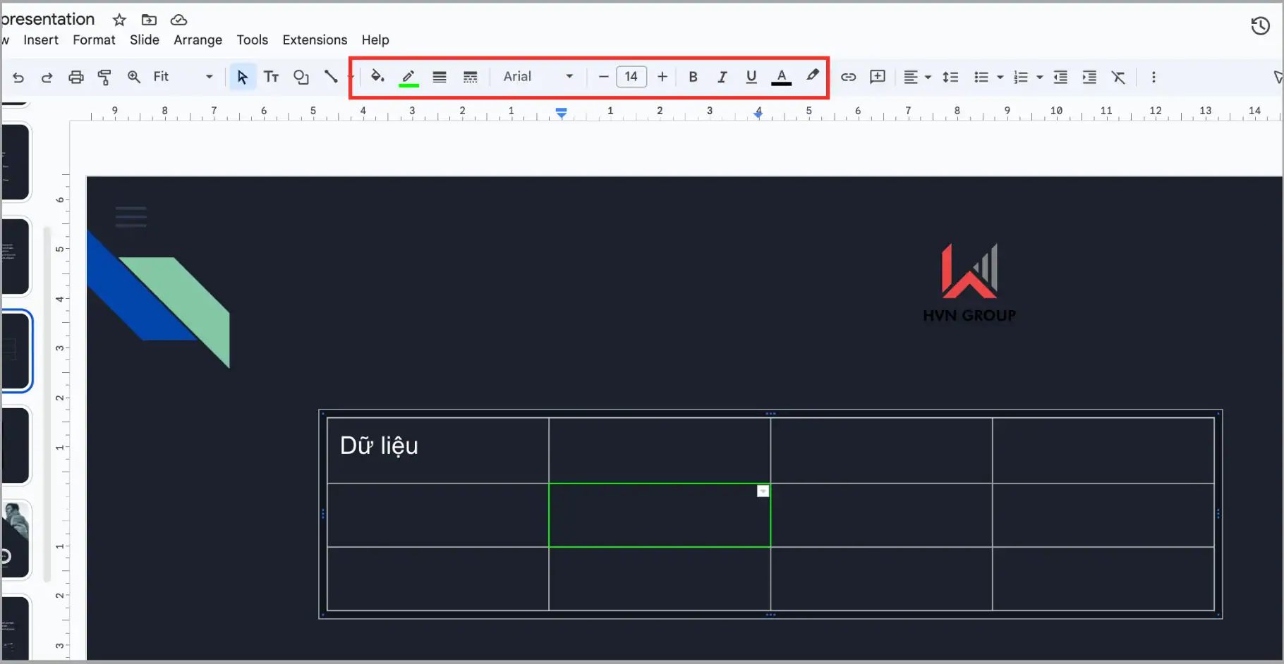 Tuỳ chỉnh định dạng và màu trong bảng - Copy