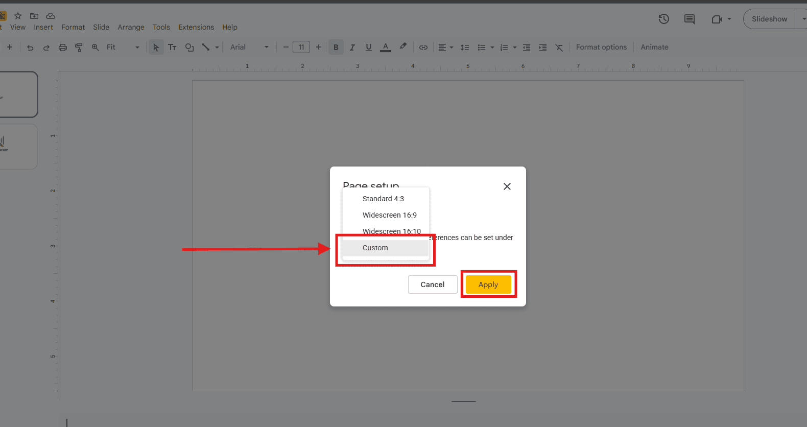 Cách thay đổi hướng trang trình bày trong Google Slides 5 Thay đổi hướng trang