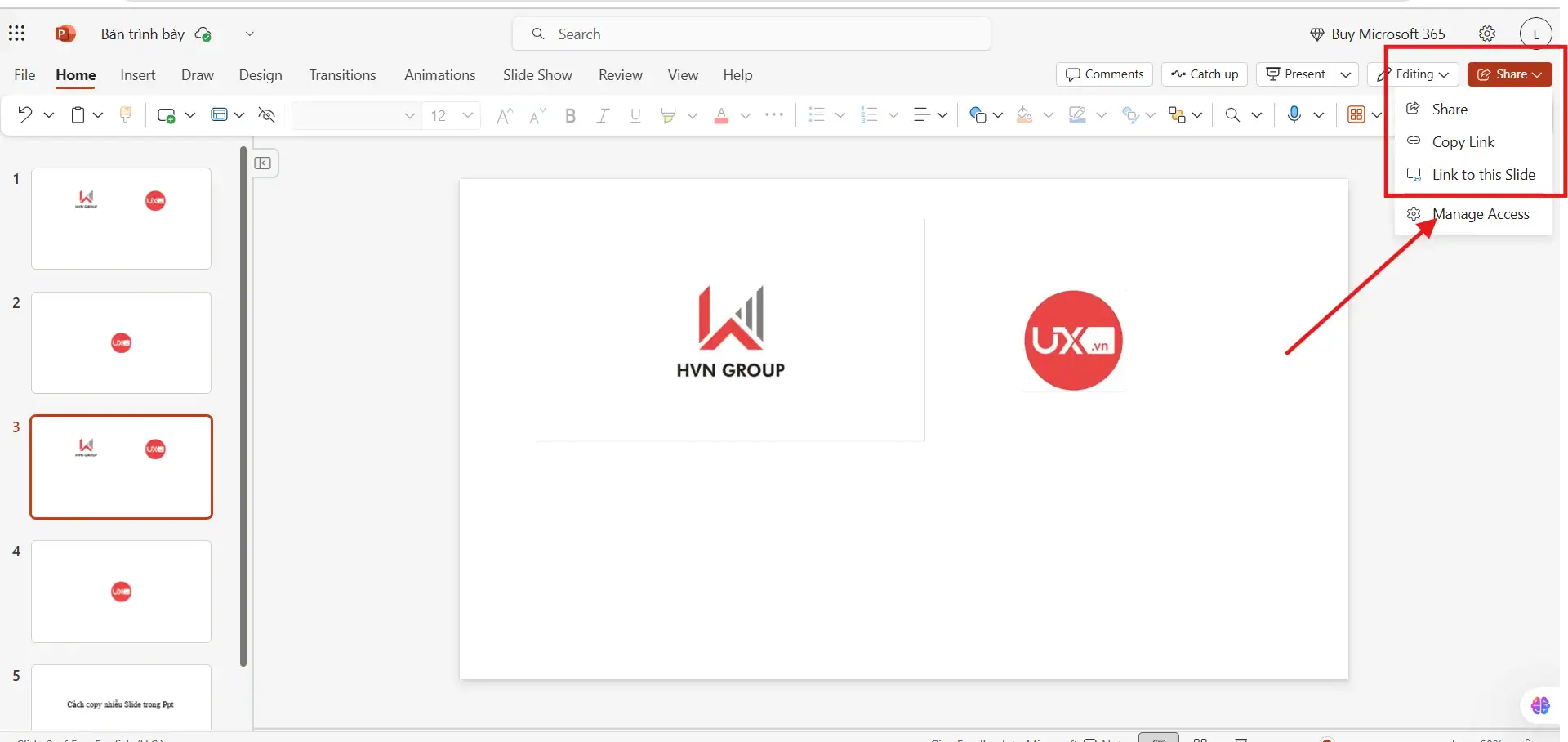 Cách chia sẻ PowerPoint làm chung trên Ppt Online