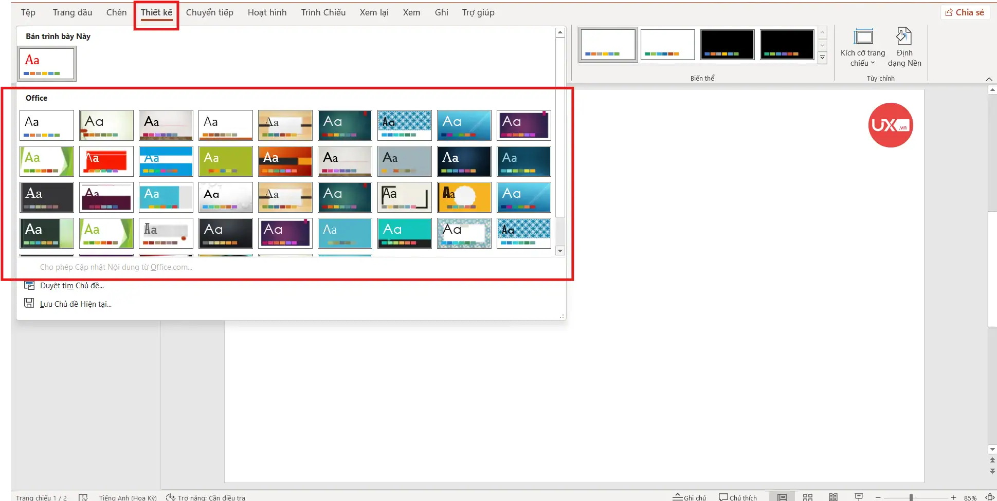 Cách đổi màu chữ cho tất cả slide trong PowerPoint - Hướng Dẫn Chi Tiết 2025 14 Cách đổi màu chữ nhanh bằng các chủ đề có sẵn trên PowerPoint