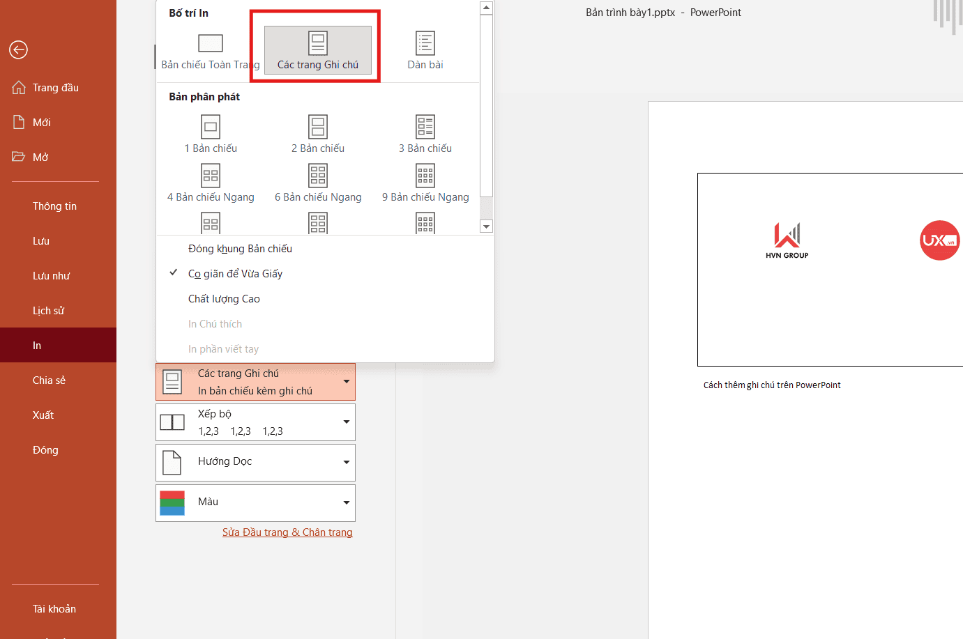 Cách Trình Chiếu PowerPoint Có Phần Ghi Chú - Hướng Dẫn Chi Tiết 2025 19 Cách in PowerPoint có phần ghi chú