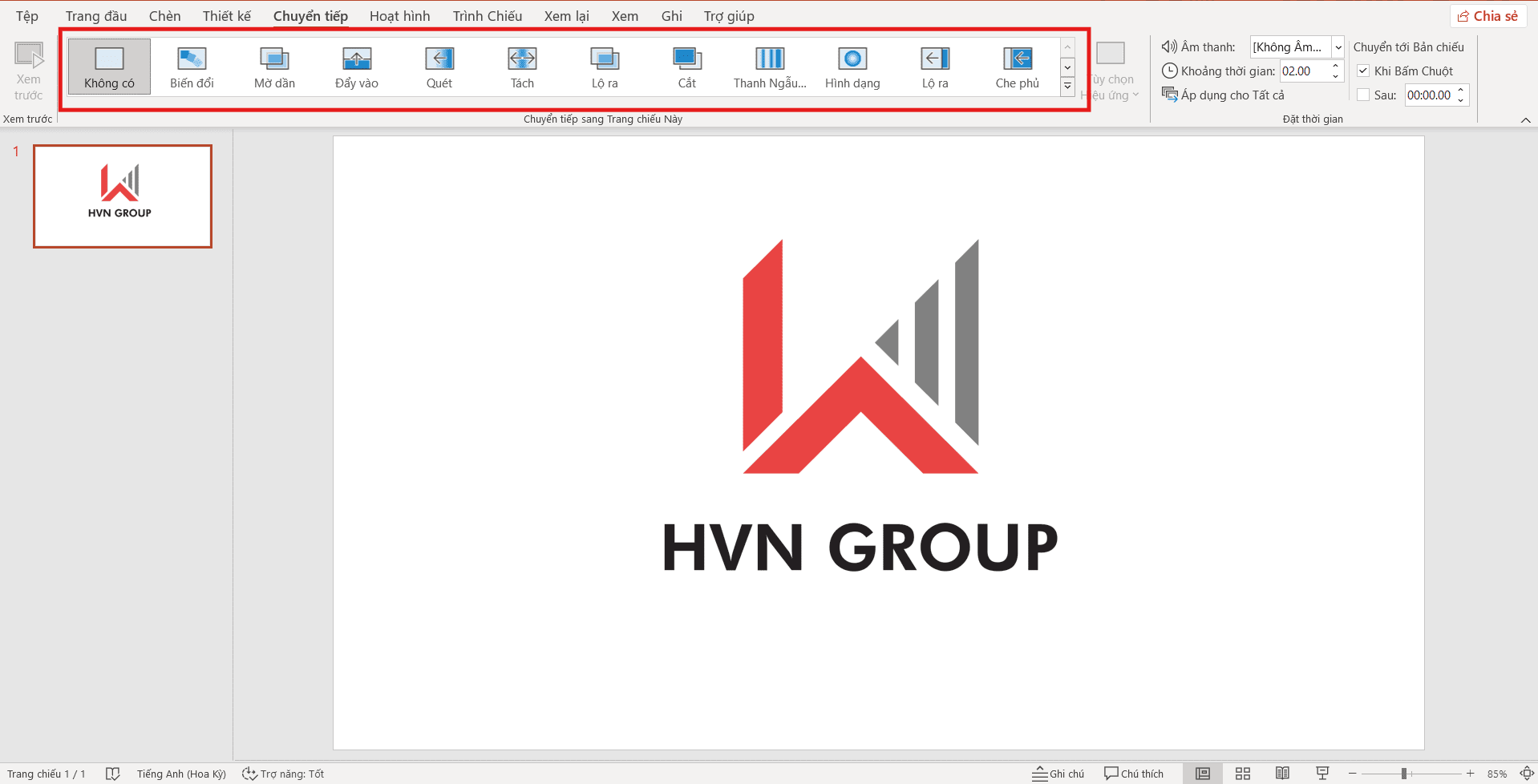 Cách tạo hiệu ứng chuyển trang trong phần mềm PowerPoint