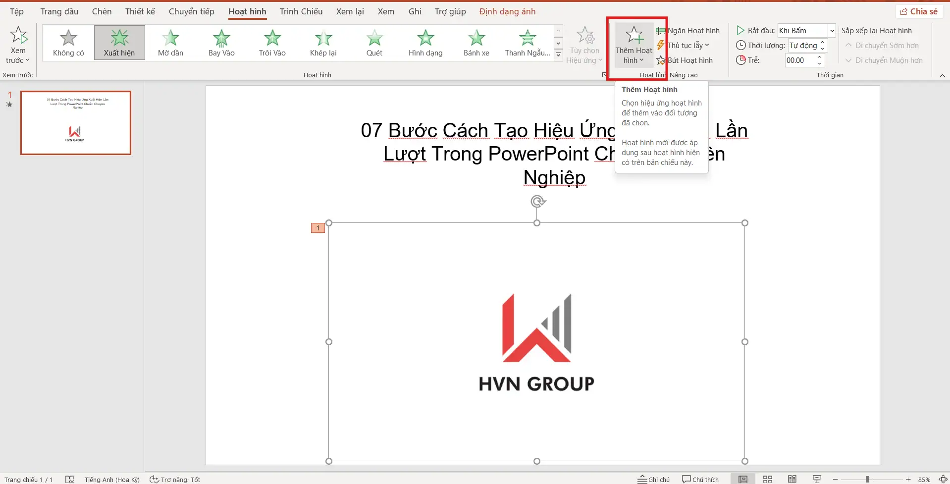 Cách tạo hiệu ứng xuất hiện rồi biến mất trong PowerPoint