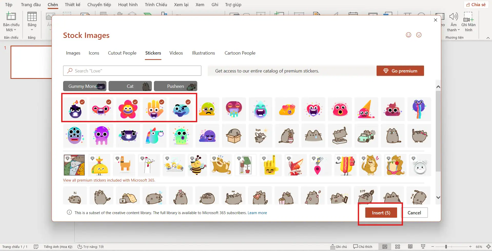 Chèn Sticker có sẵn trong Ppt