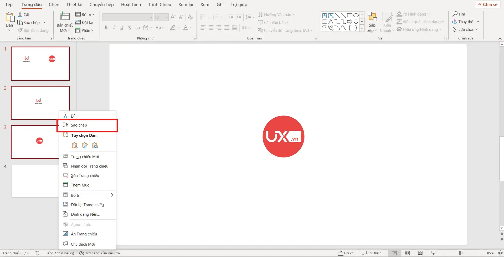 Copy nhiều Slide trong PowerPoint trên máy tính