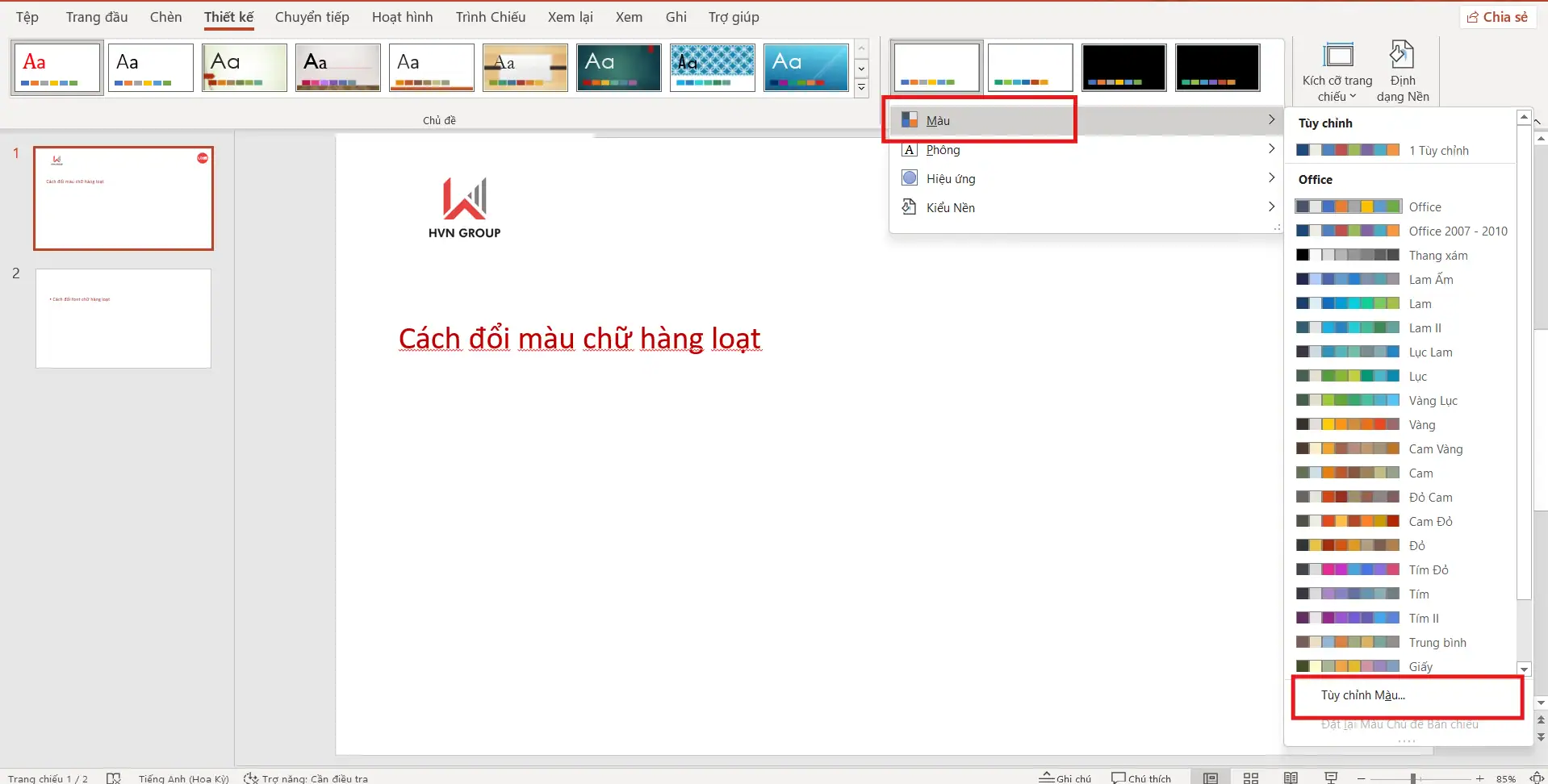 Cách đổi màu chữ cho tất cả slide trong PowerPoint - Hướng Dẫn Chi Tiết 2025 11 Đổi màu chữ hàng loạt trong PowerPoint bằng Theme Colors