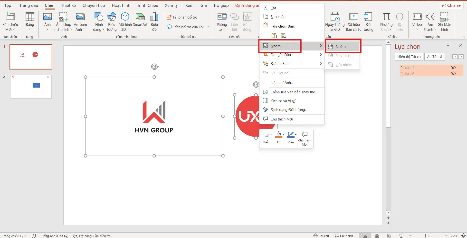 Tại sao không group được trong PowerPoint? Nguyên nhân & cách khắc phục 9 Dùng chuột để Group nhanh trong PowerPoint