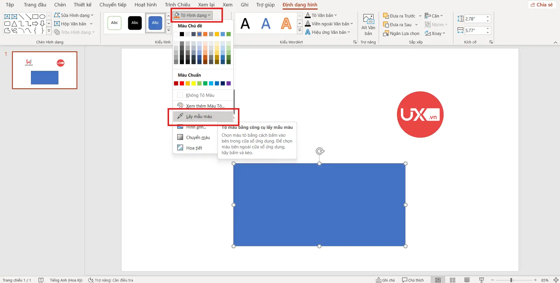Cách Lấy Mã Màu Trong PowerPoint Chuẩn Xác Nhất 2025 7 Dùng công cụ Eyedropper trong PowerPoint để lấy màu mẫu