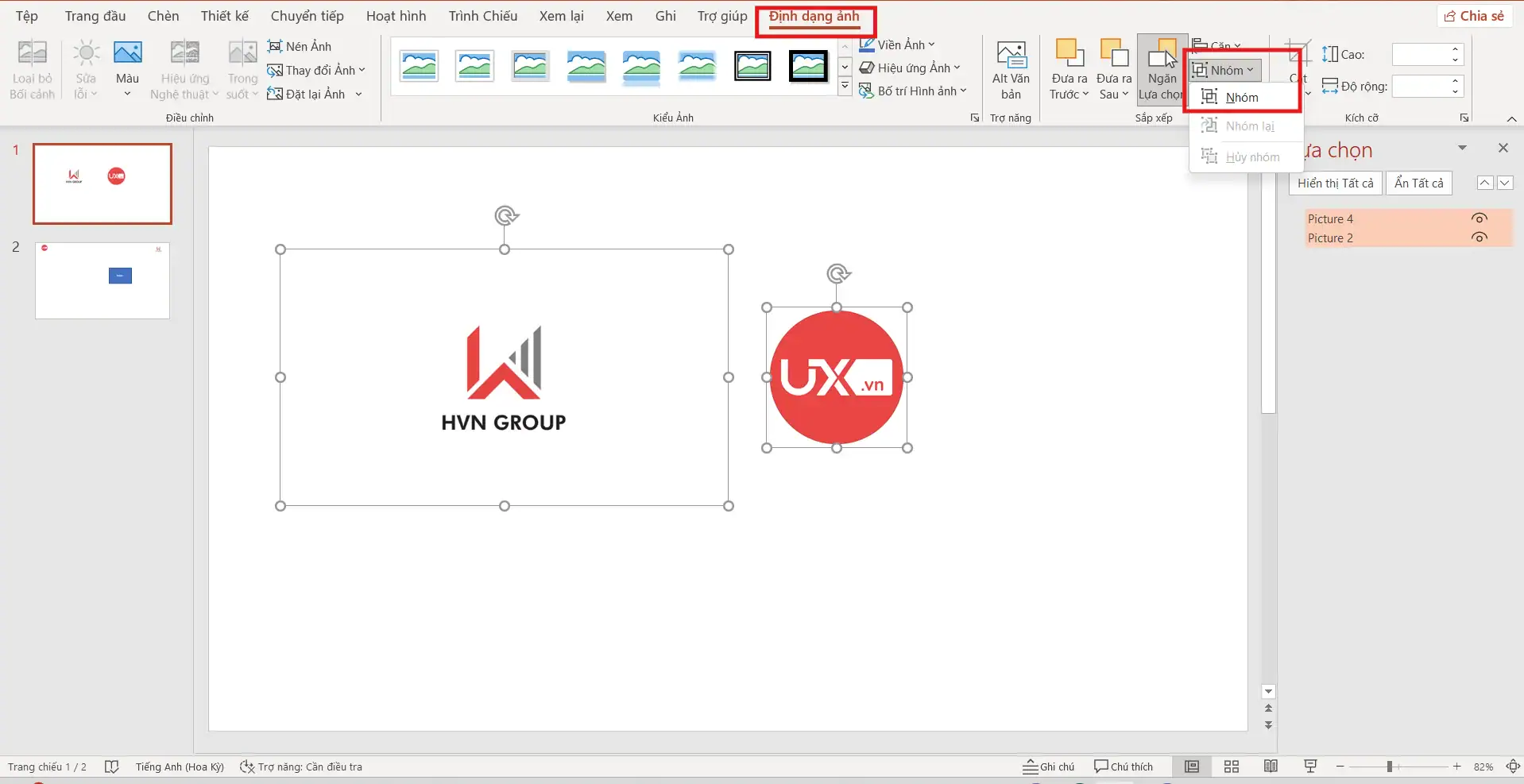 Tại sao không group được trong PowerPoint? Nguyên nhân & cách khắc phục 13 Group qua thanh công cụ