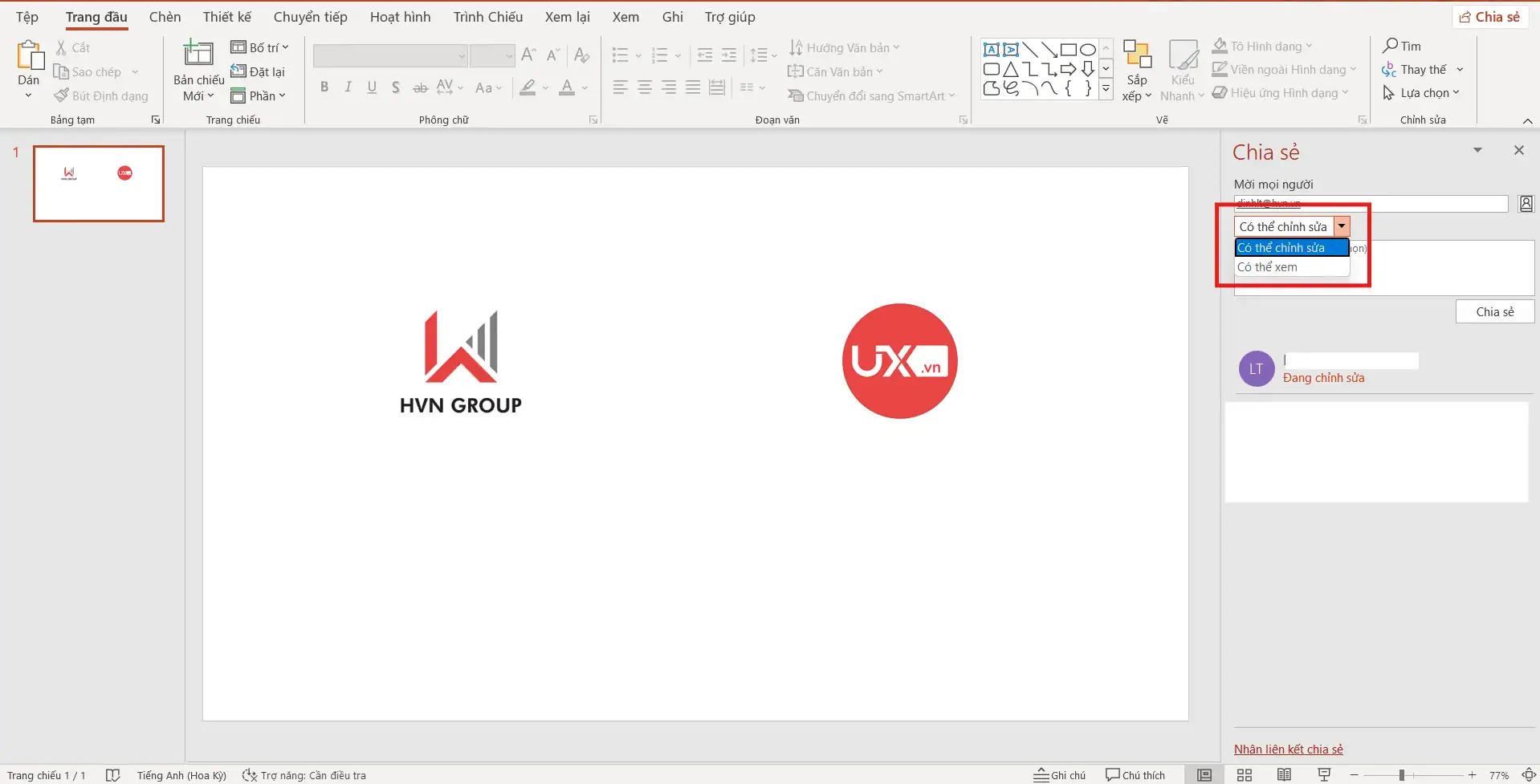 Hướng dẫn chia sẻ PowerPoint làm chung trên máy tính