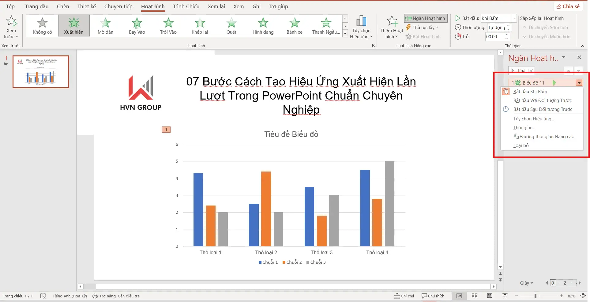 Mẹo giúp hiệu ứng xuất hiện lần lượt chuyên nghiệp trong PowerPoint