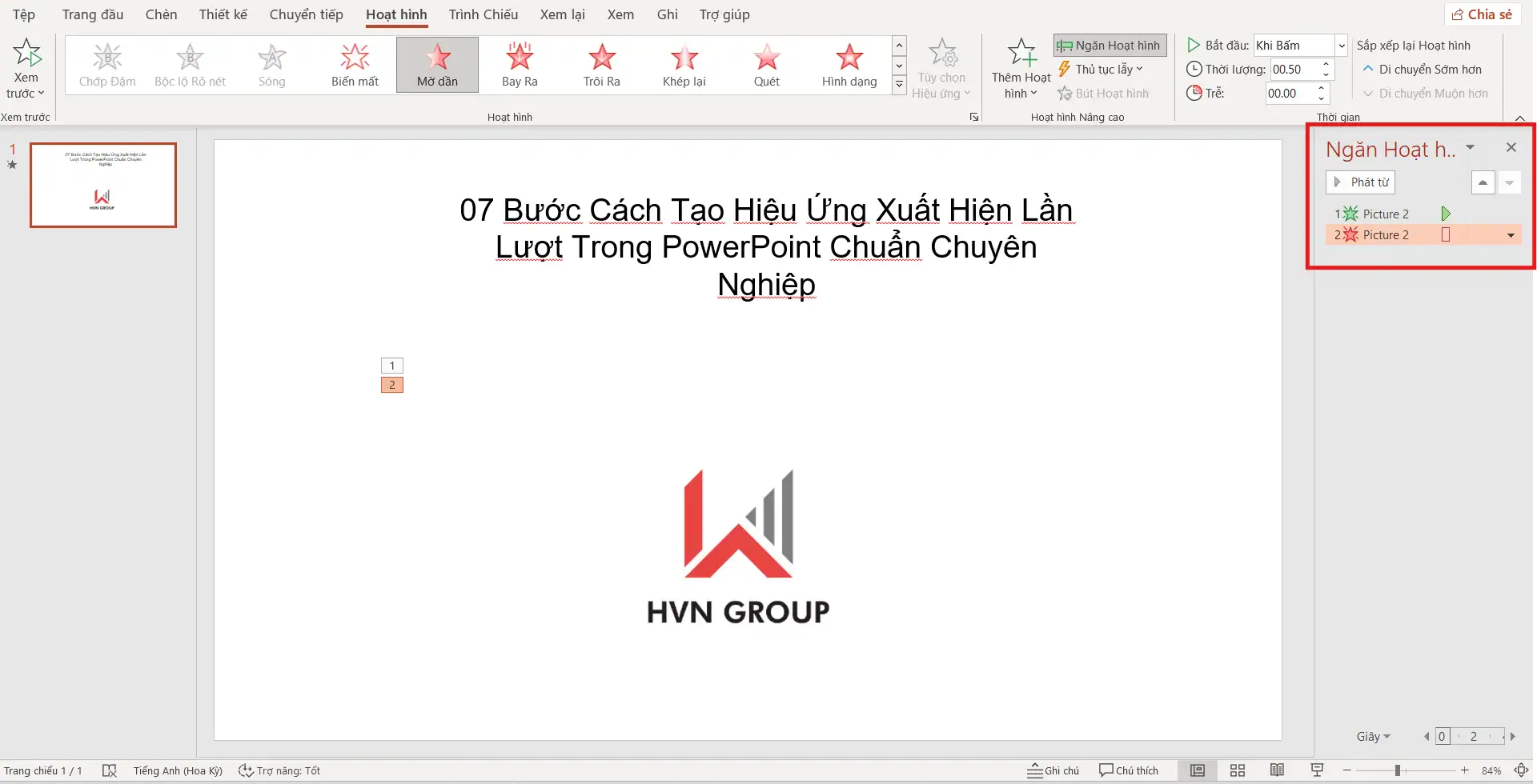 Sắp xếp thứ tự trong PowerPoint