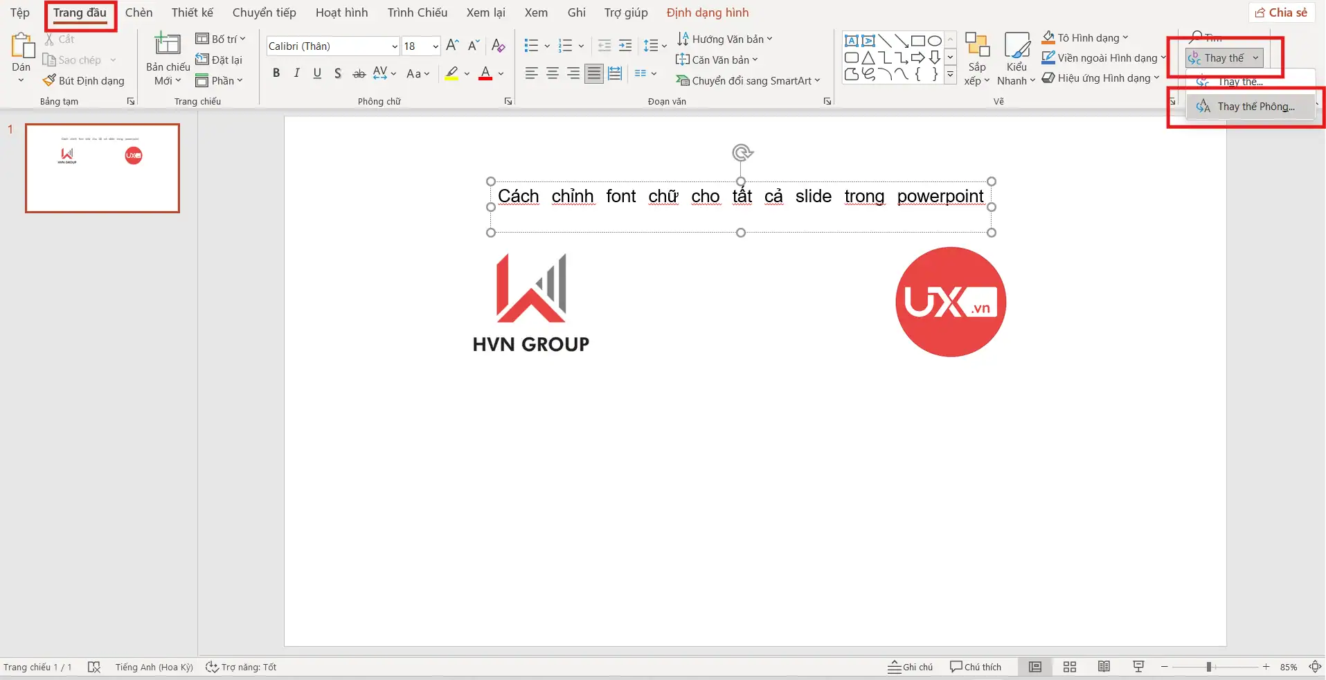 Cách Chỉnh Font Chữ Cho Tất Cả Slide Trong PowerPoint - Hướng Dẫn Chi Tiết 2025 8 Thay đổi Font chữ hàng loạt bằng Replace Fonts