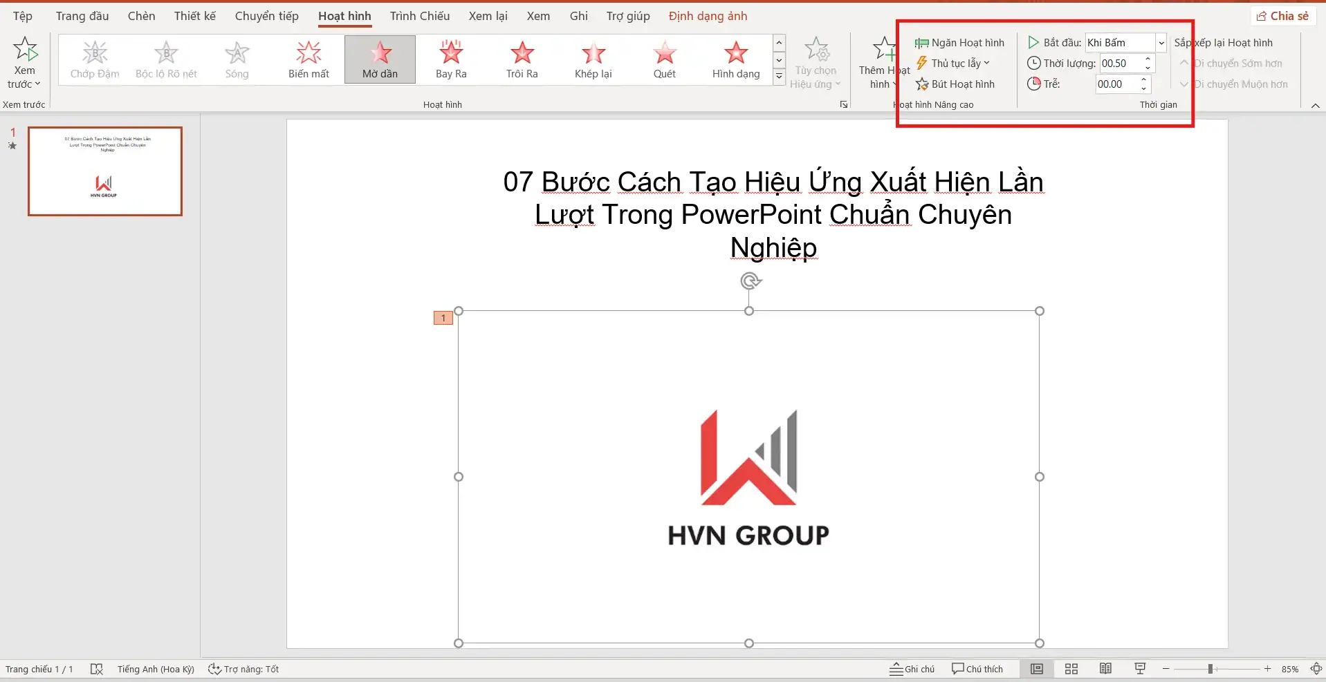 Tùy chỉnh hiệu ứng biến mất trong PowerPoint