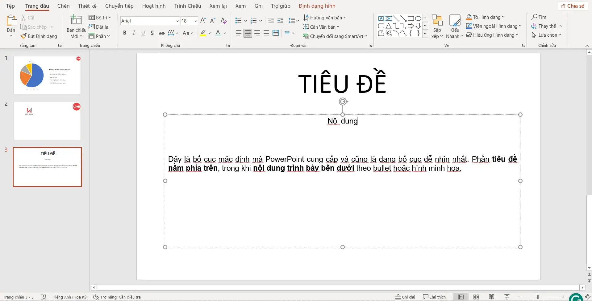 Bố cục tiêu đề văn bản