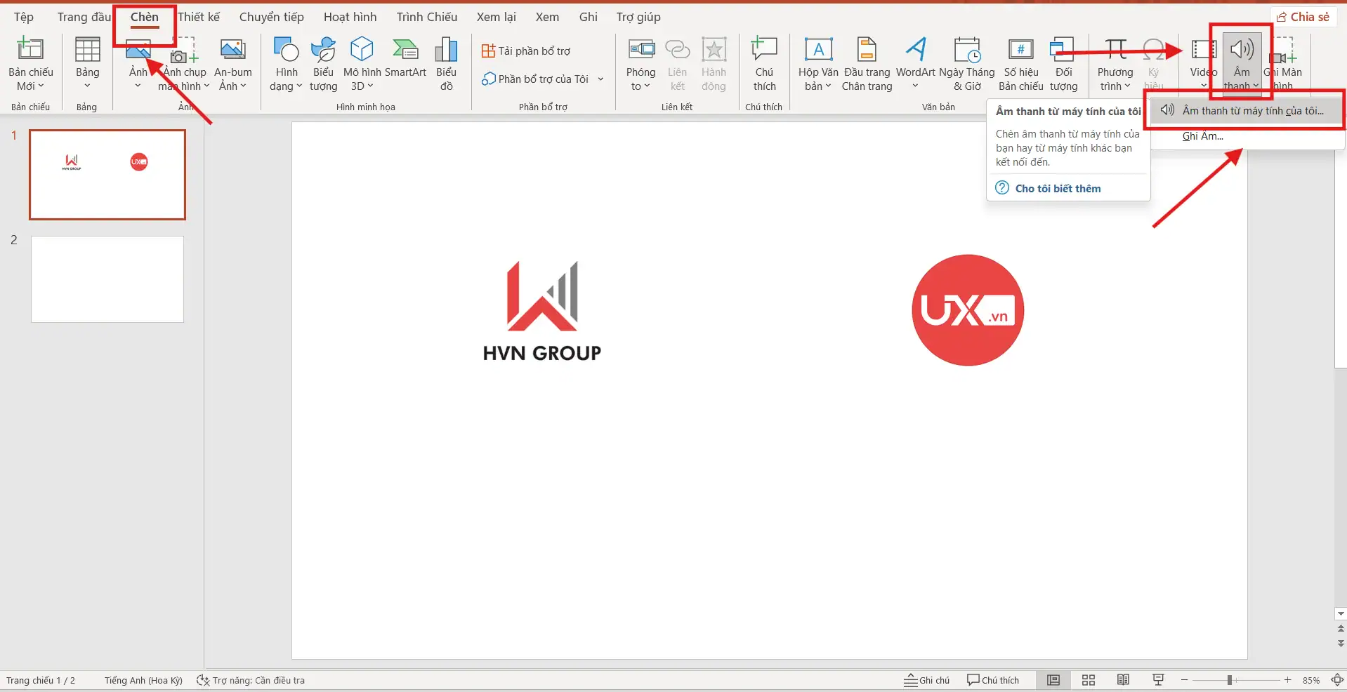Cách chèn âm thanh vào PowerPoint từ đầu đến cuối