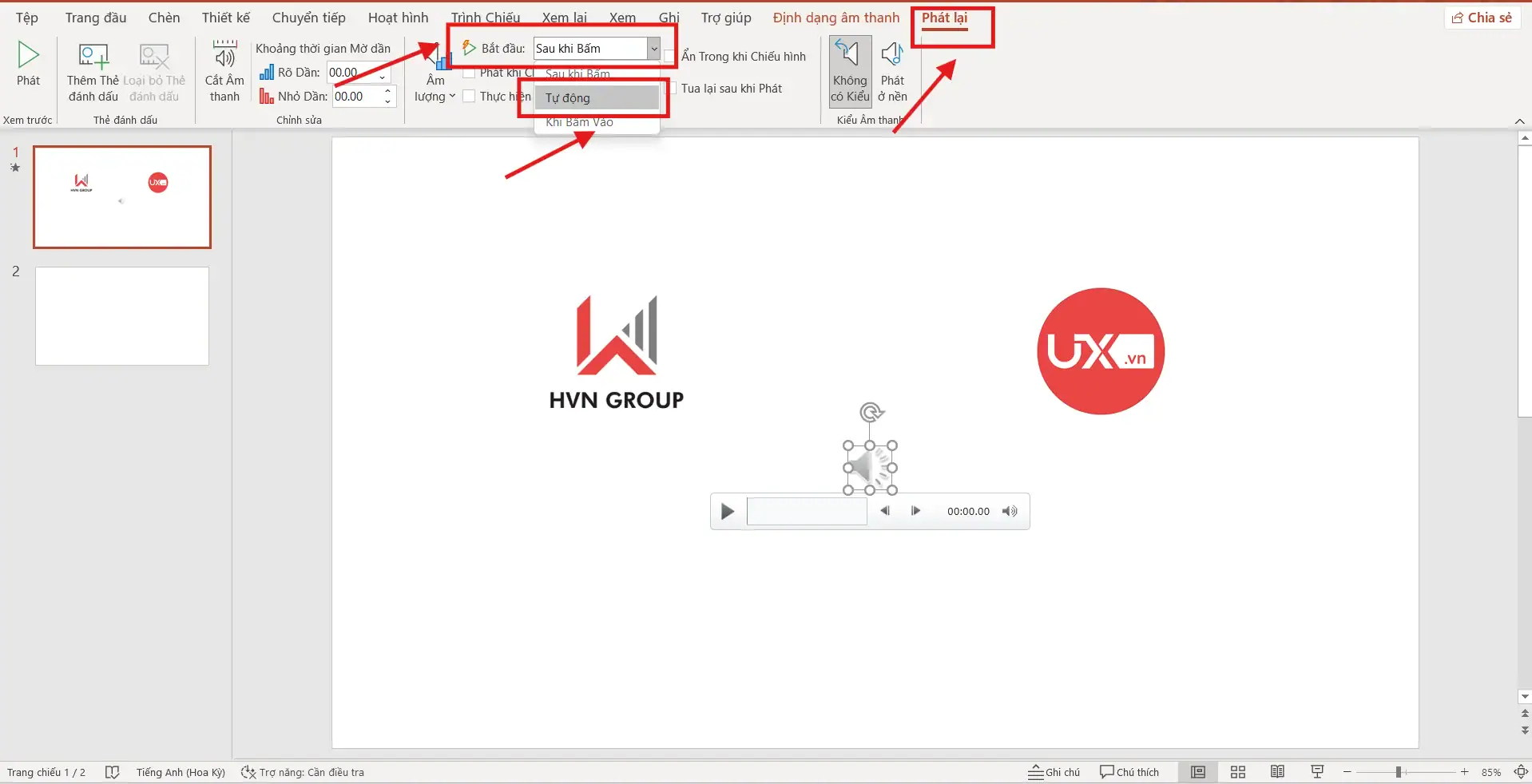 Cách chèn âm thanh vào PowerPoint