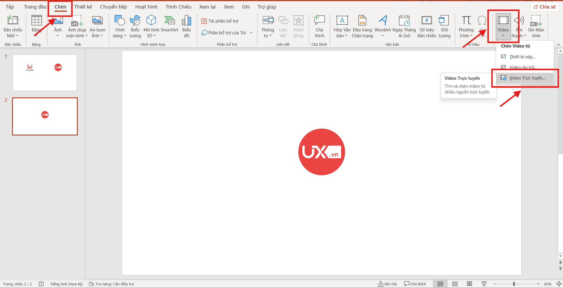 Cách Chèn Link YouTube Vào PowerPoint Nhanh Và Dễ Hiểu Cho Người Mới 4 Cách chèn link Youtube vào PowerPoint bằng tính năng Insert Online