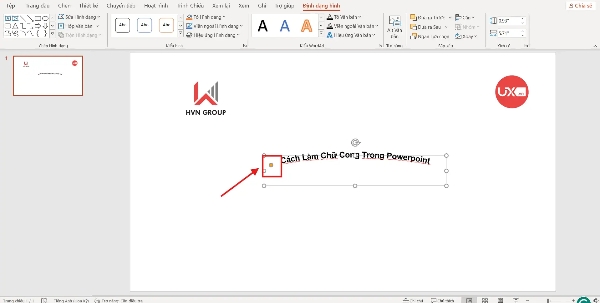 Cách để điều chỉnh độ cong của chữ