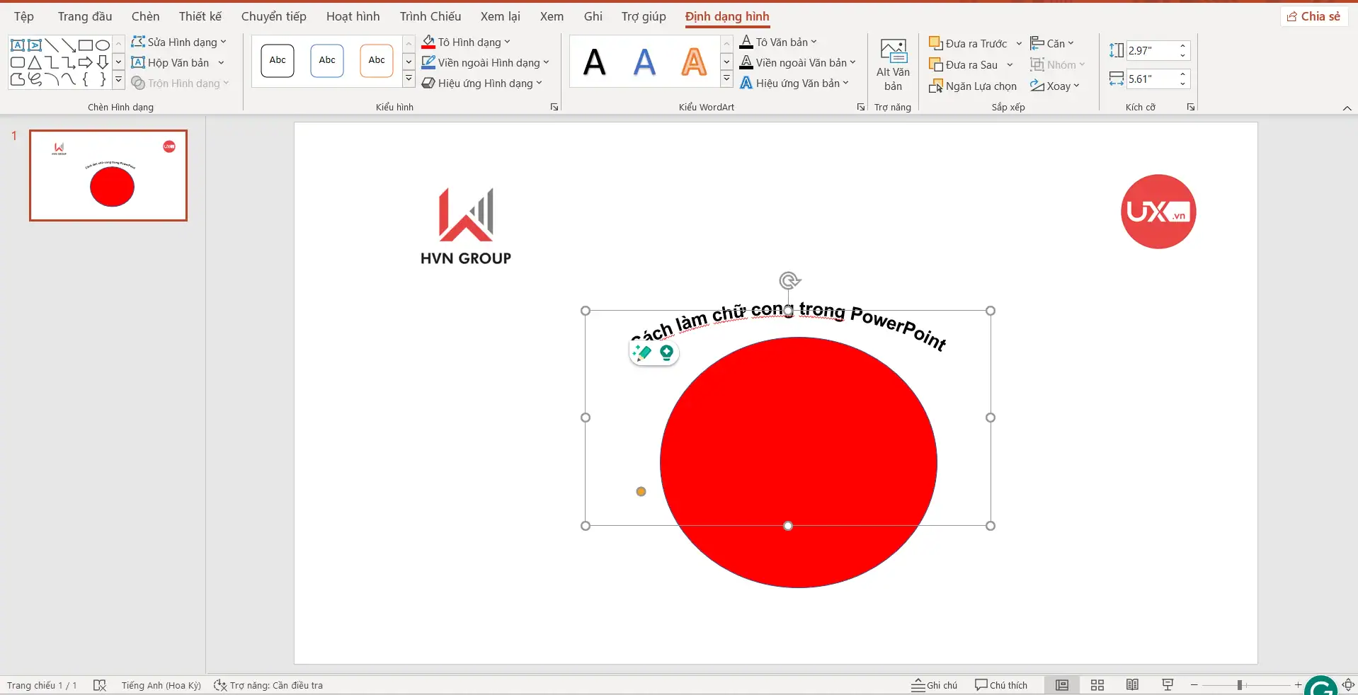 Cách làm chữ cong quanh hình tròn hoặc hình dạng bất kỳ trong Ppt