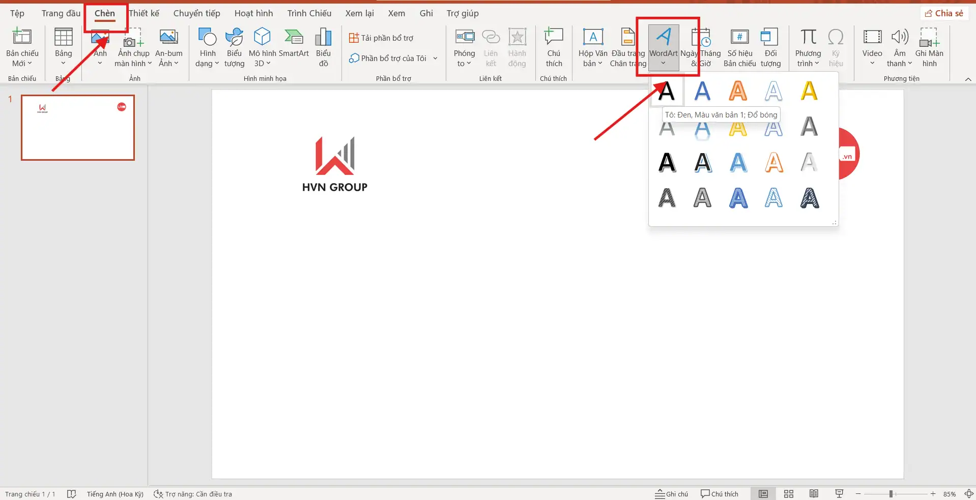 Cách làm chữ cong trong PowerPoint bằng WordArt