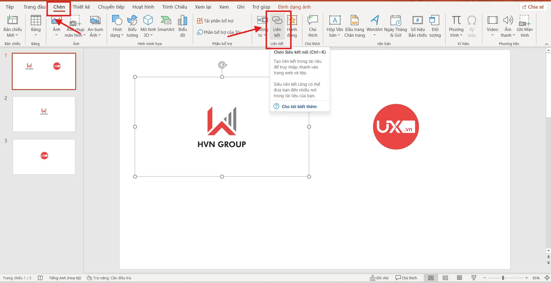 Cách tạo liên kết slide trong PowerPoint bằng tính năng Hyperlink 