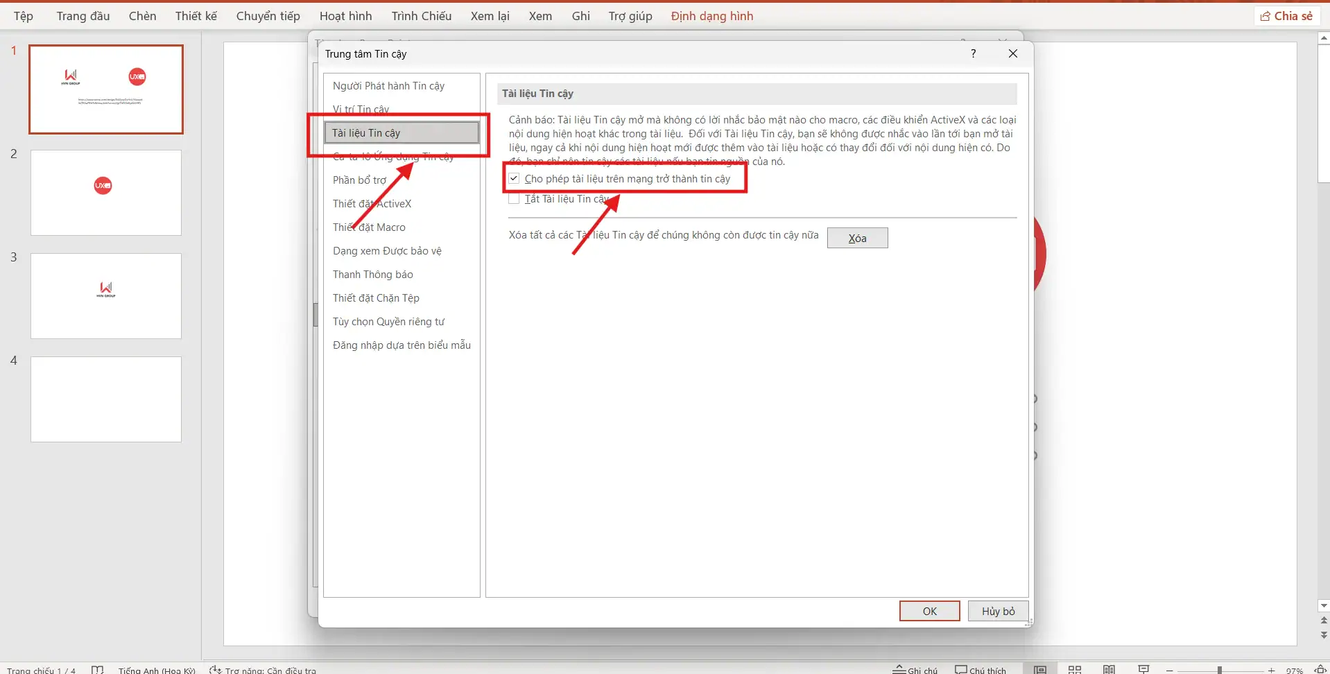 Lỗi không mở được Hyperlink trong PowerPoint – Cách khắc phục triệt để 9 Cho phép PowerPoint mở Hyperlink bị chặn