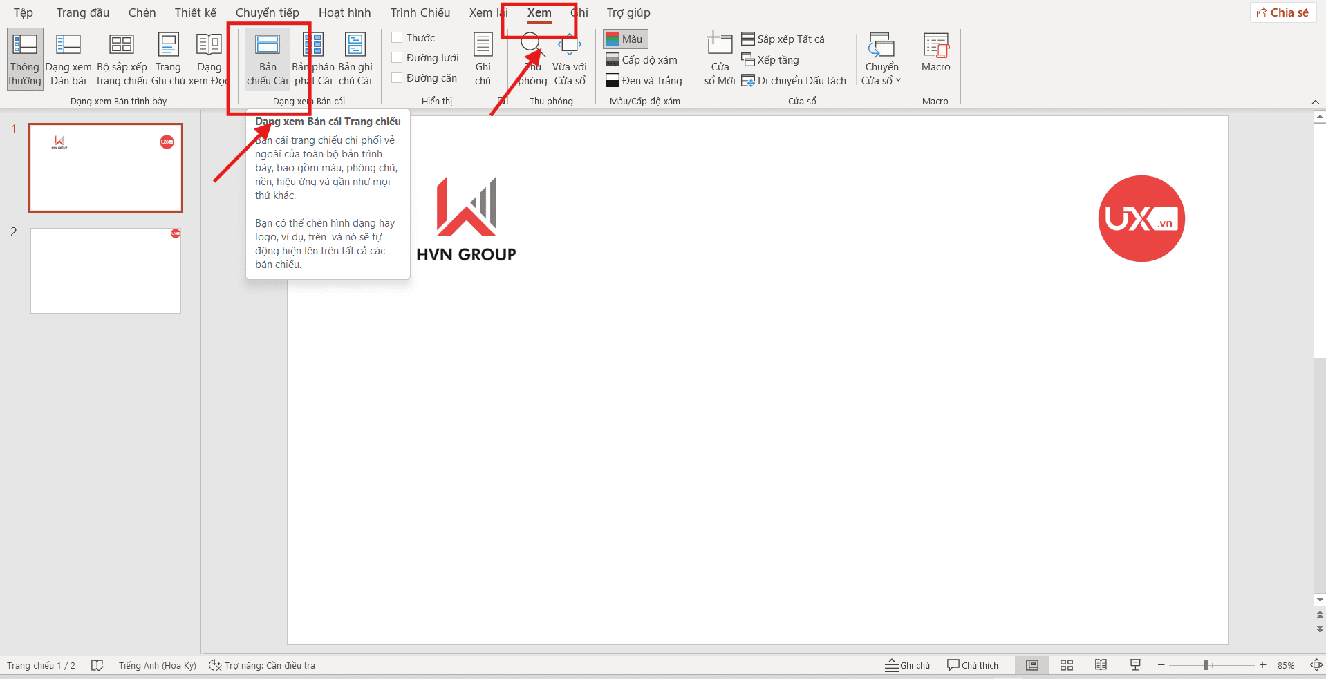 Sử dụng Slide Master