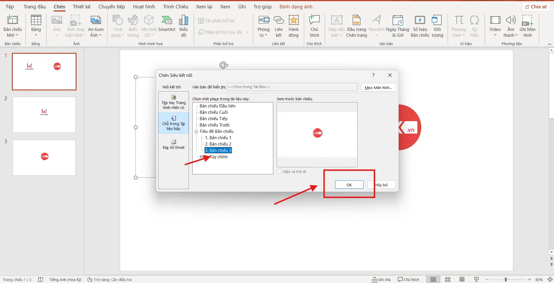 Tạo liên kết slide trong PowerPoint bằng tính năng Hyperlink