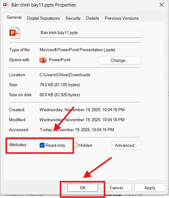 Tắt Read Only do thuộc tính file trong Windows