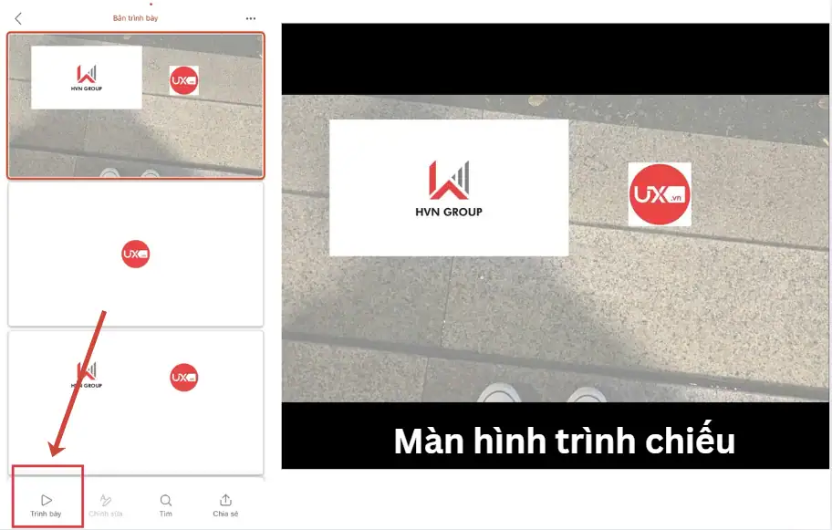 Bật chế độ trình chiếu