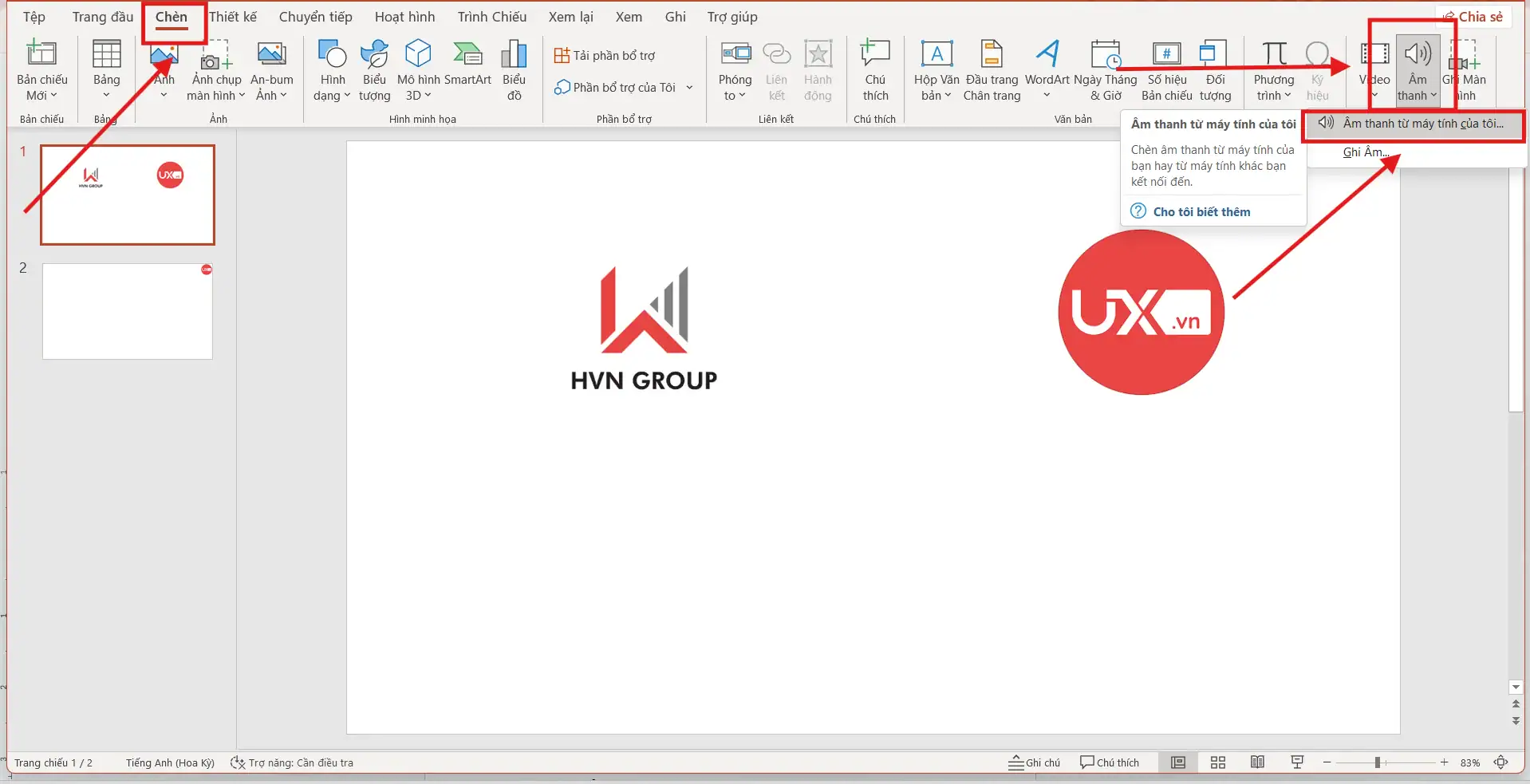 Cách chèn nhạc vào PowerPoint chạy hết Slide