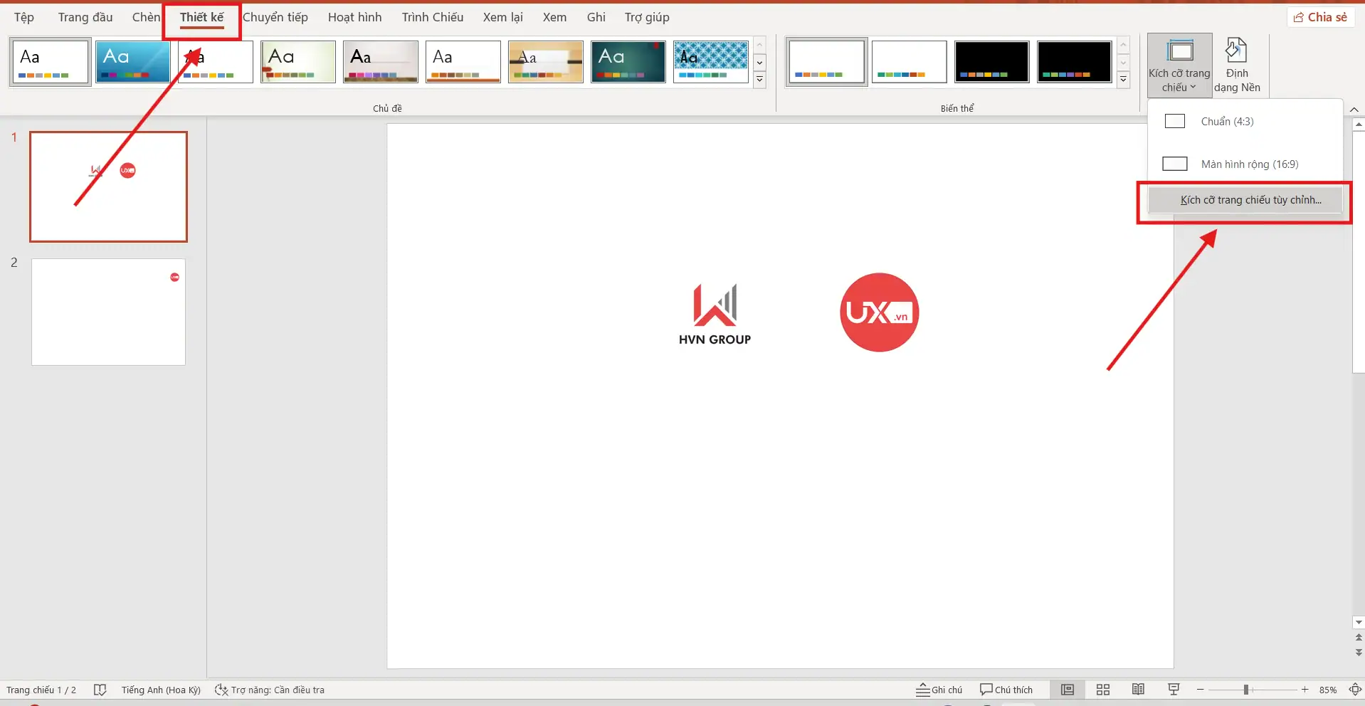 Cách chỉnh kích thước Ppt
