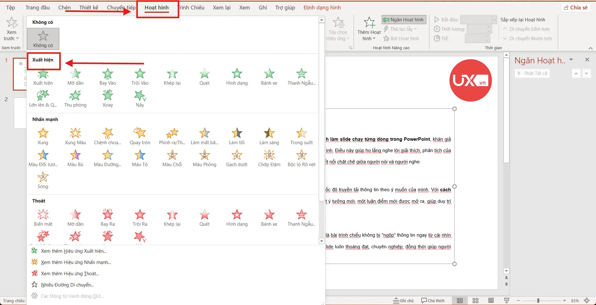 Cách làm Slide chạy từng dòng trong PowerPoint
