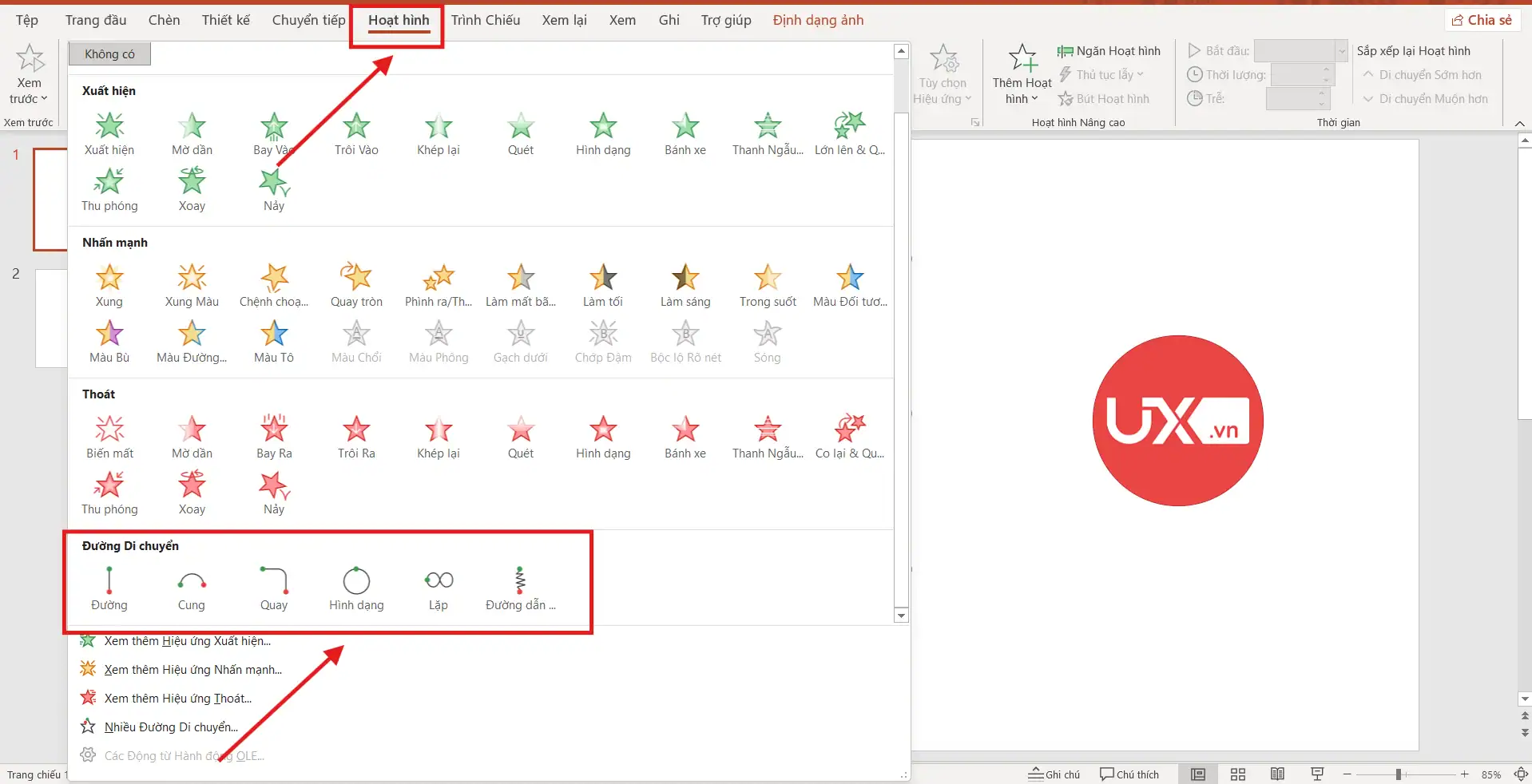 Cách sử dụng Motion Path trong PowerPoint