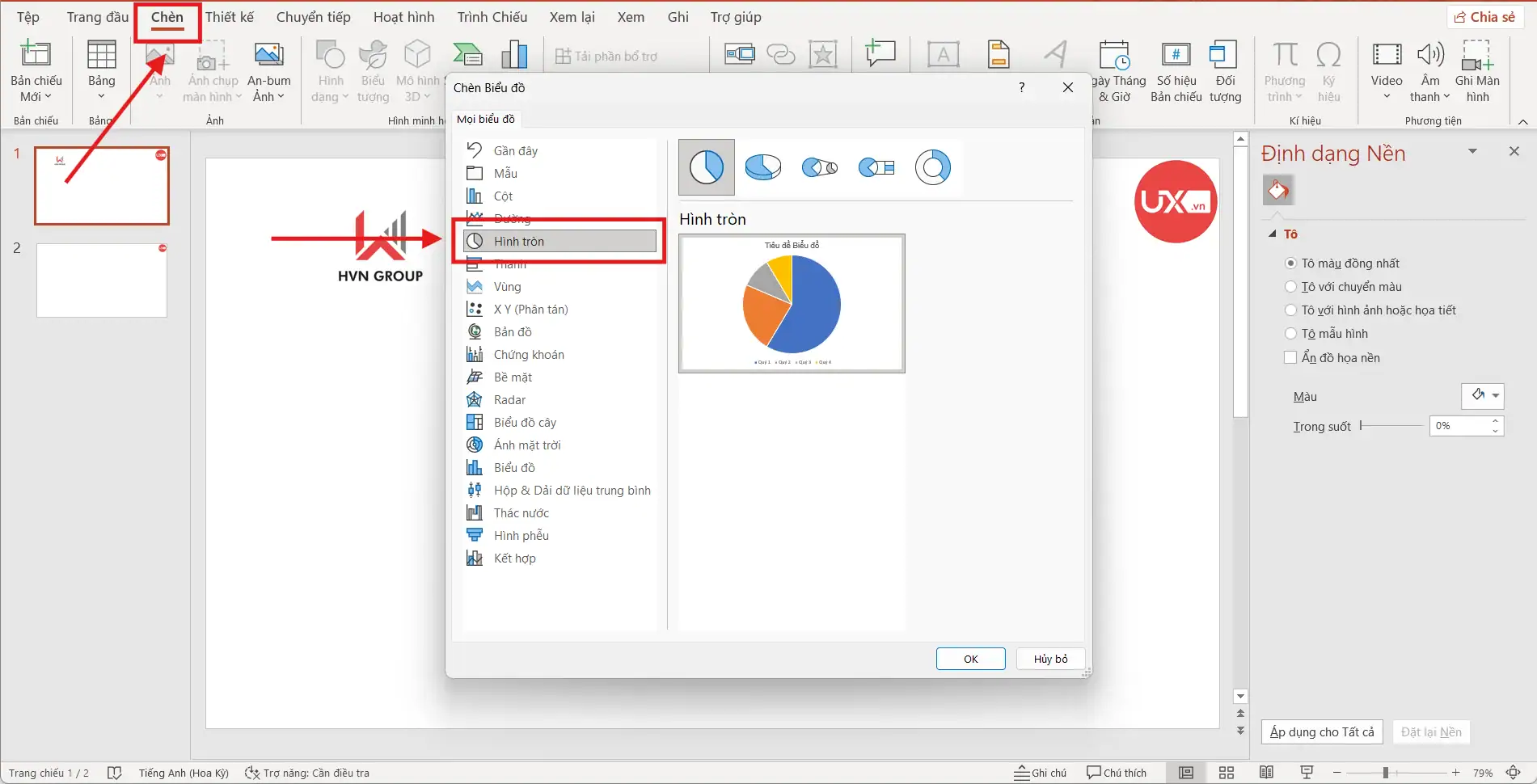 Cách vẽ biểu đồ tròn