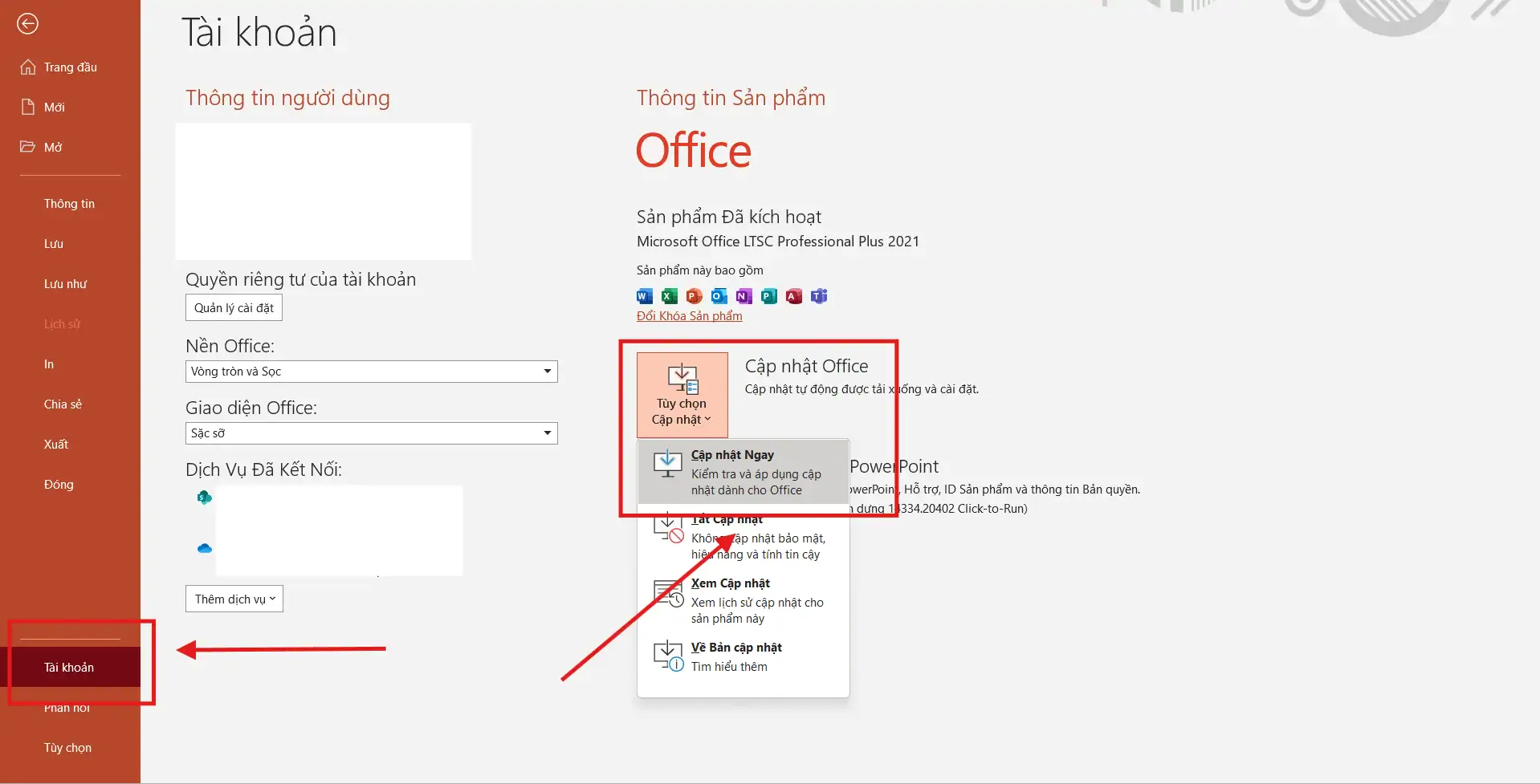 Cập nhật Office lên bản mới nhất