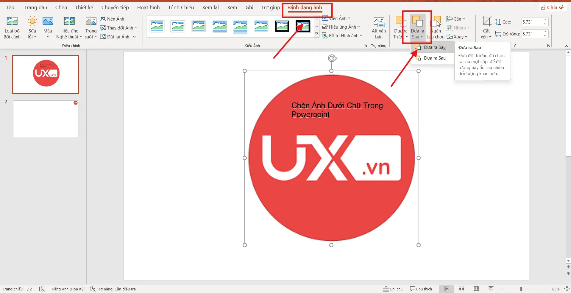 Chèn ảnh dưới chữ trong Ppt
