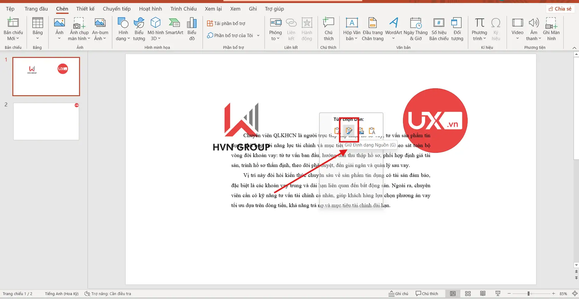 Chèn file Word vào PowerPoint