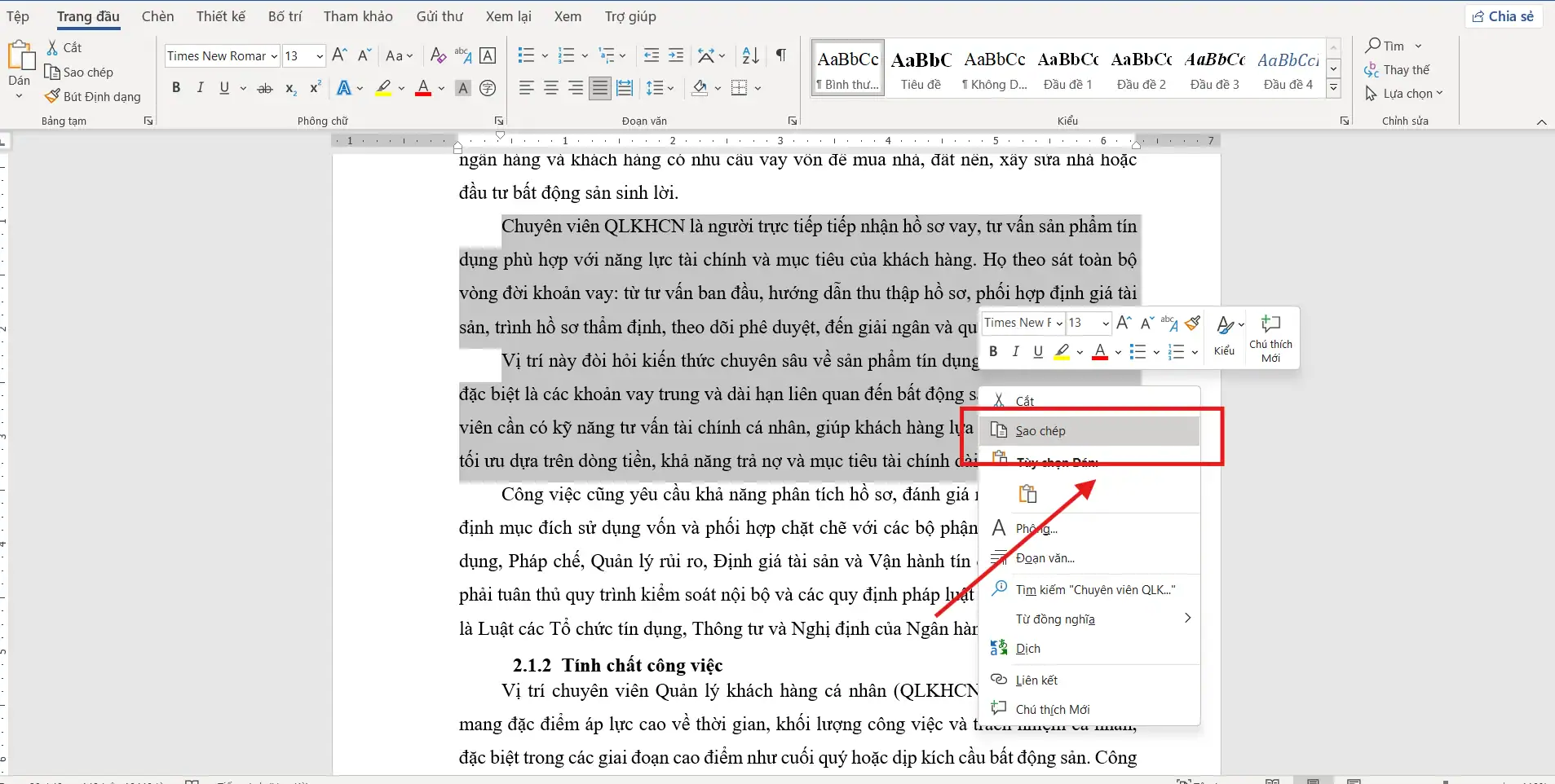 Chèn nội dung Word bằng cách copy