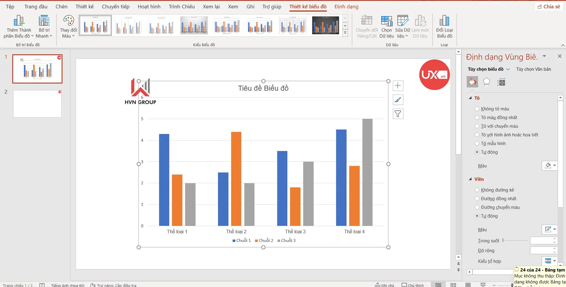 Chỉnh sửa biểu đồ cột